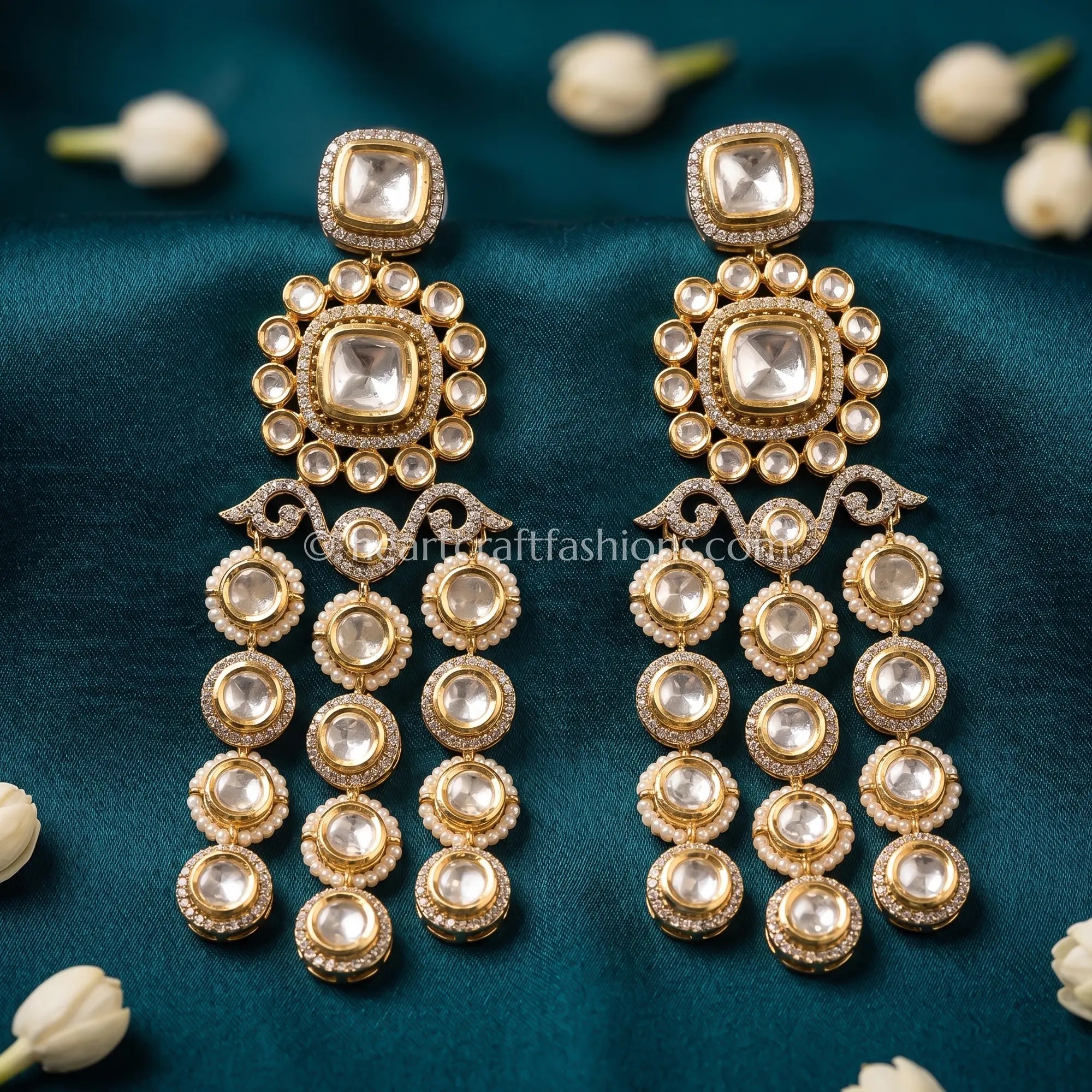 Noorjhar Sunehri Kundan Danglers