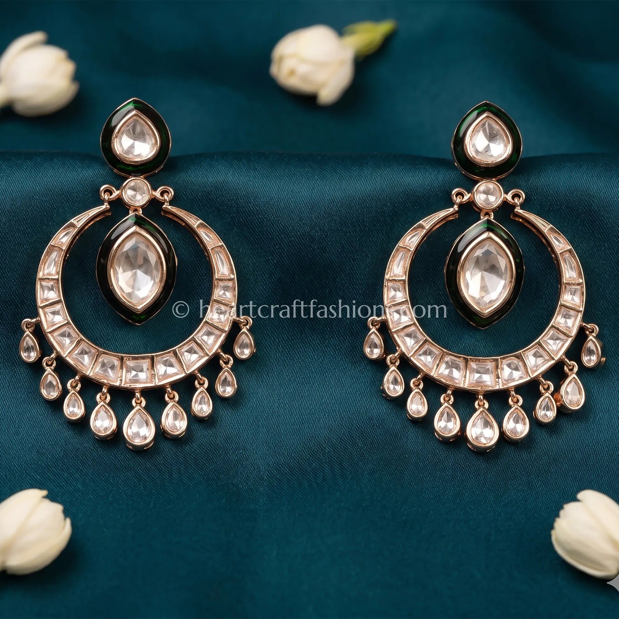 Panna Chand Moissanite Chandbali Earring
