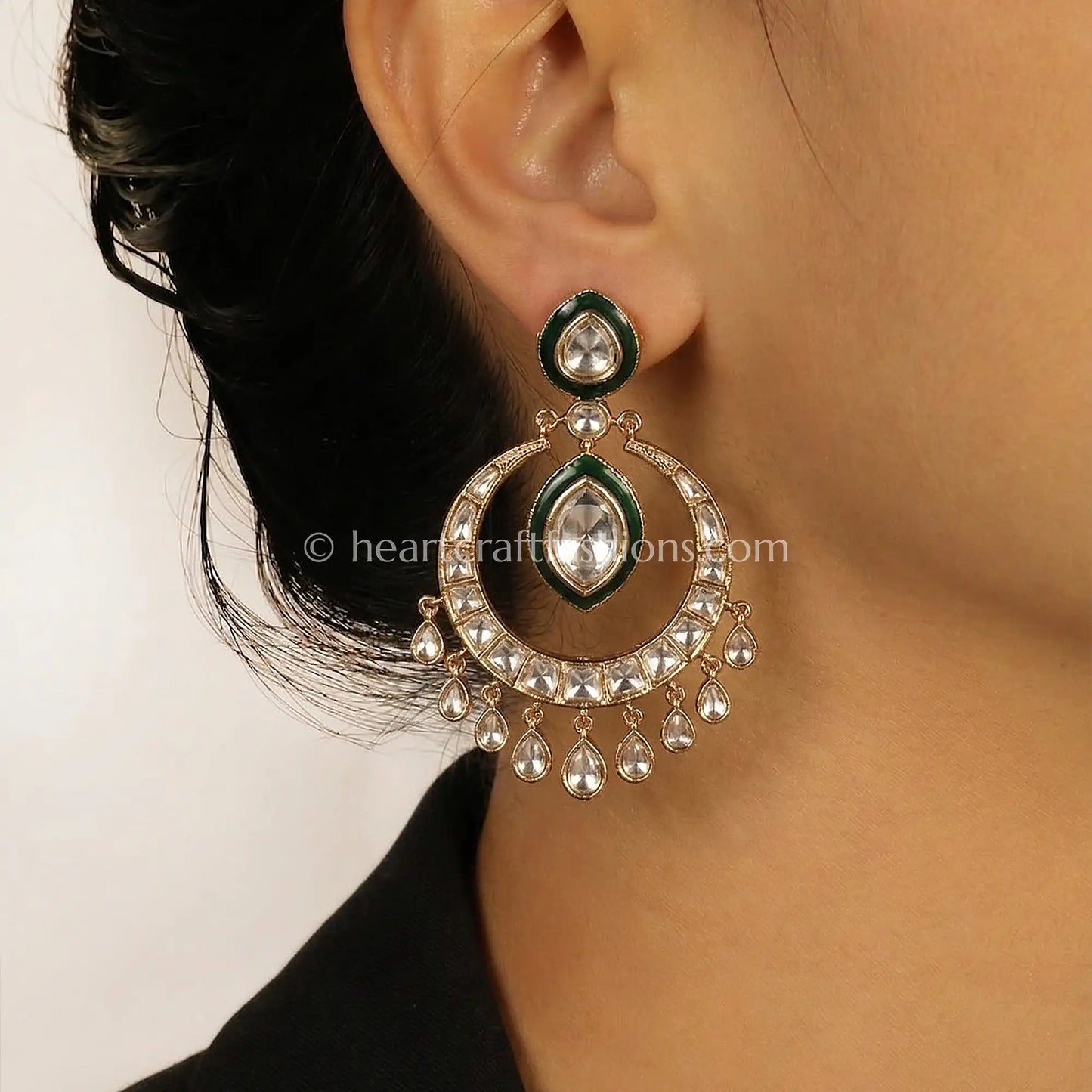 Panna Chand Moissanite Chandbali Earring