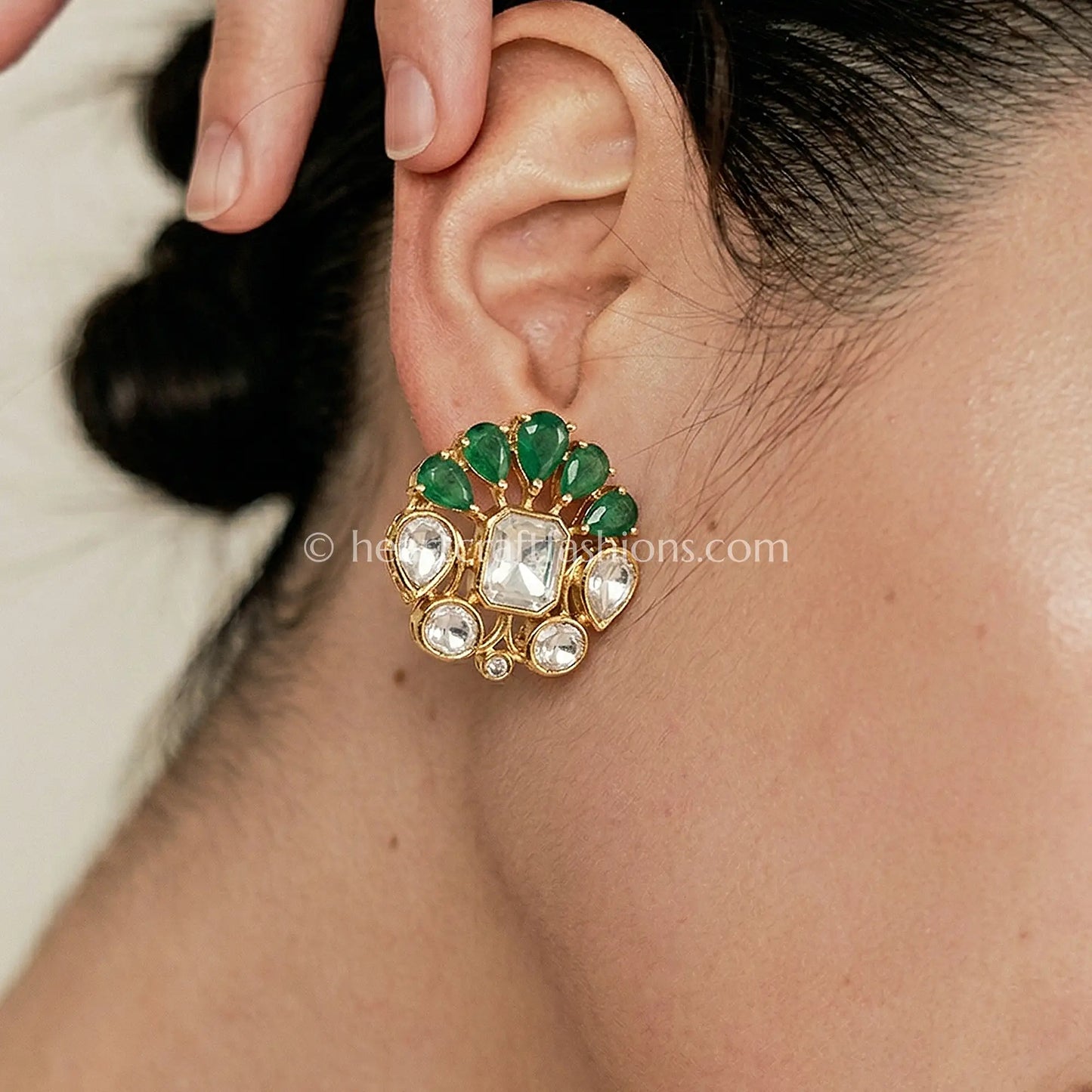 Pannika Pachi Kundan Studs