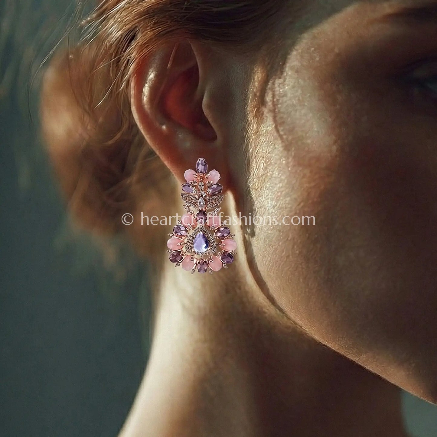 Pastel Floral Drop Earrings – Blush Pink & Lavender