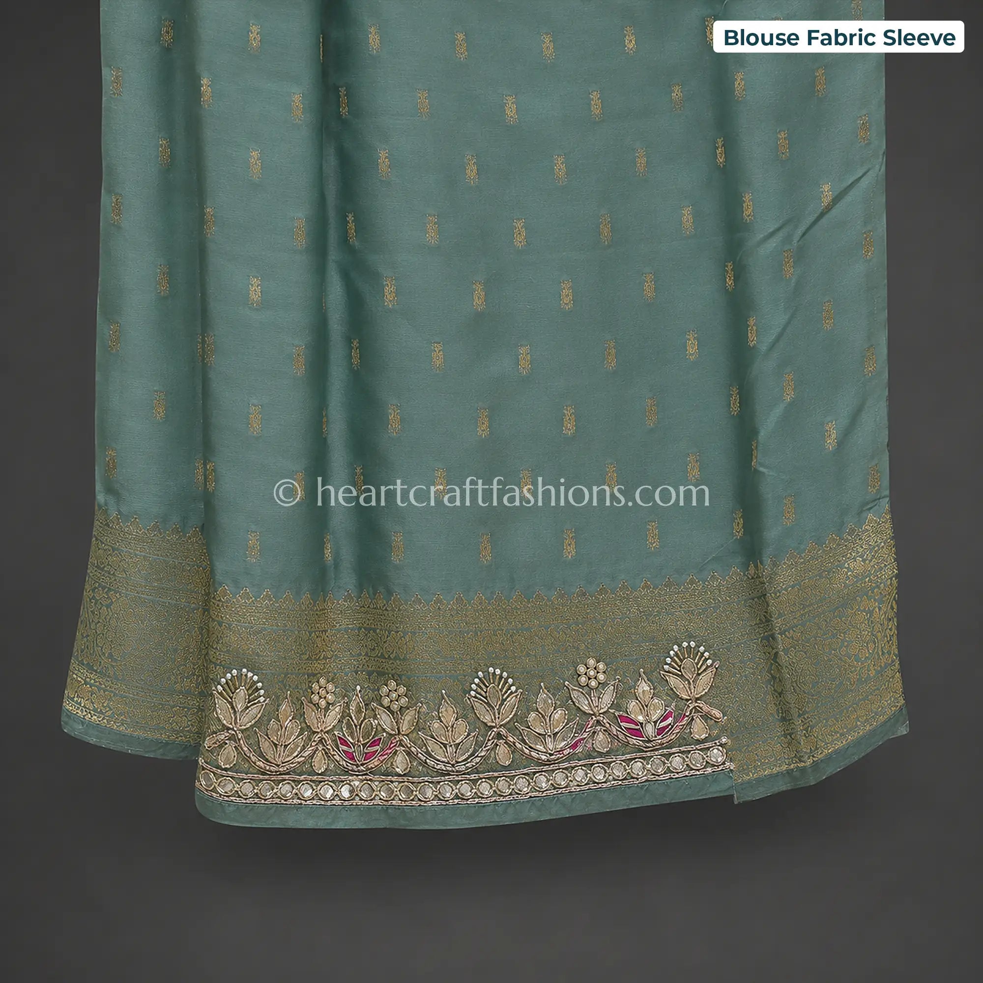 Pastel Sea Green & Off White Khadi Georgette Designer Kolkata Handwork Saree