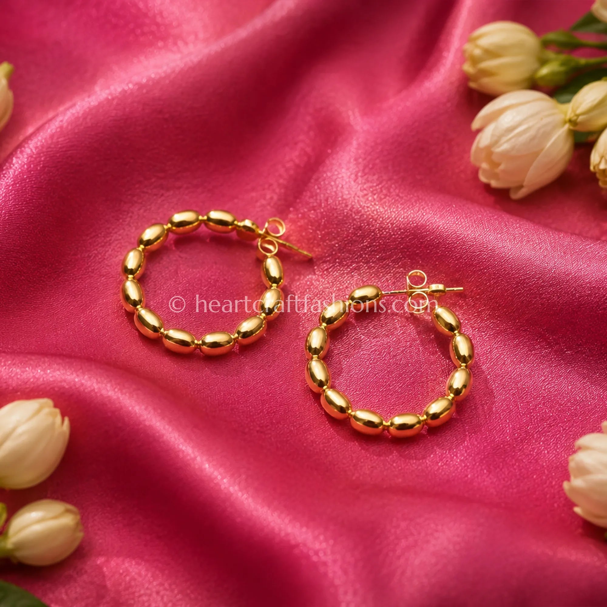 Pure Silver Gold-Plated Beaded Huggie Hoop Earrings – Hallmarked