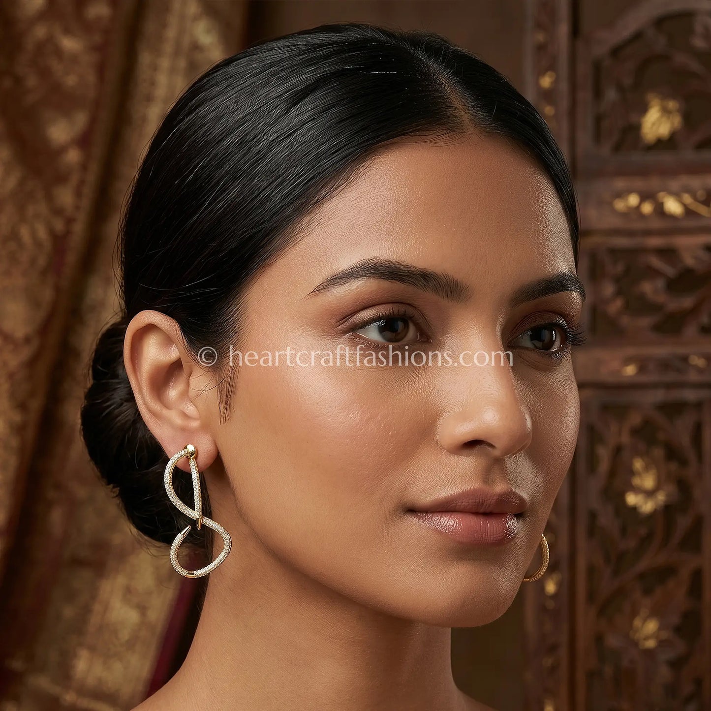 Pure Silver Gold-Plated Pavé Infinity Loop Statement Earrings – Hallmarked