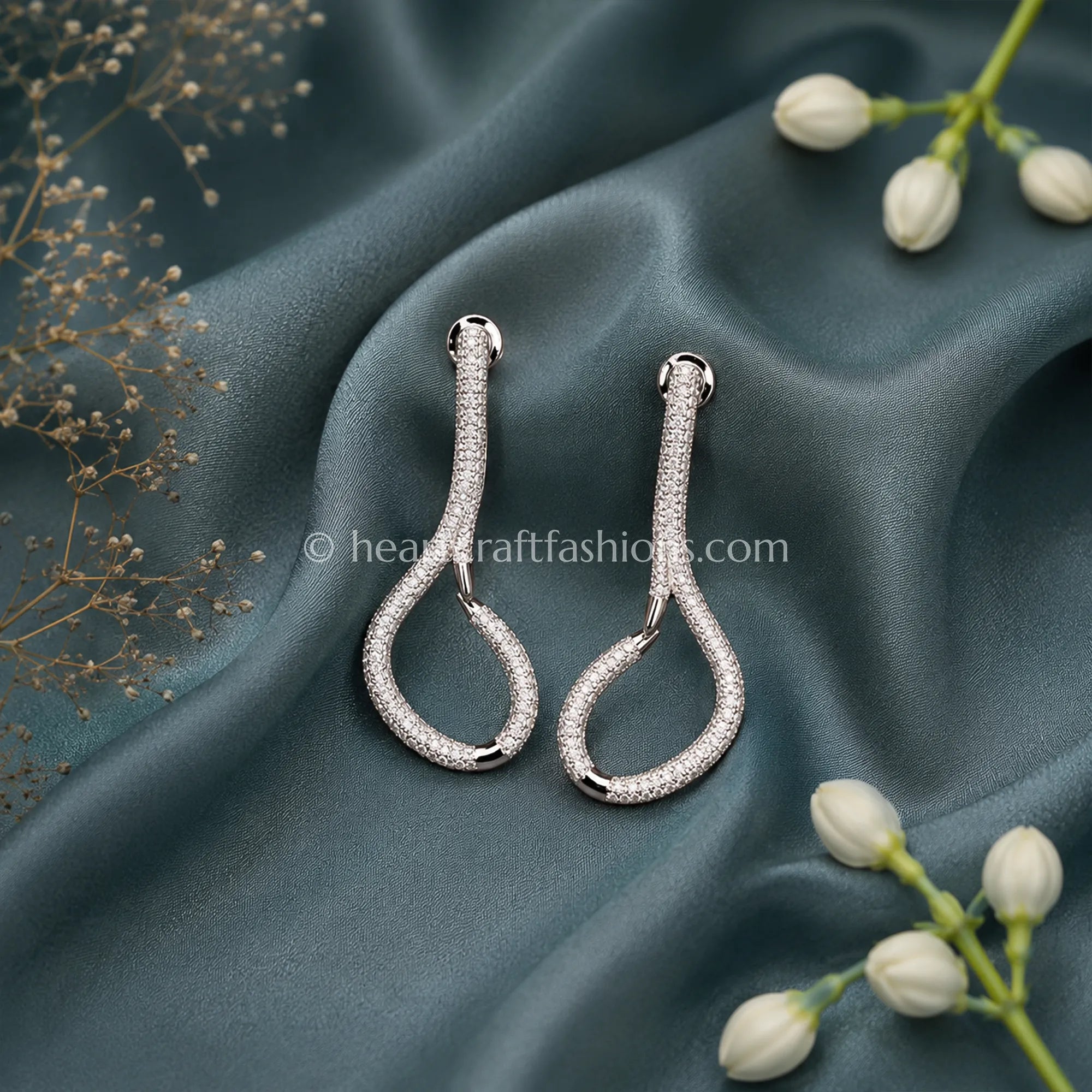 Pure Silver Pavé Infinity Loop Statement Earrings – Hallmarked