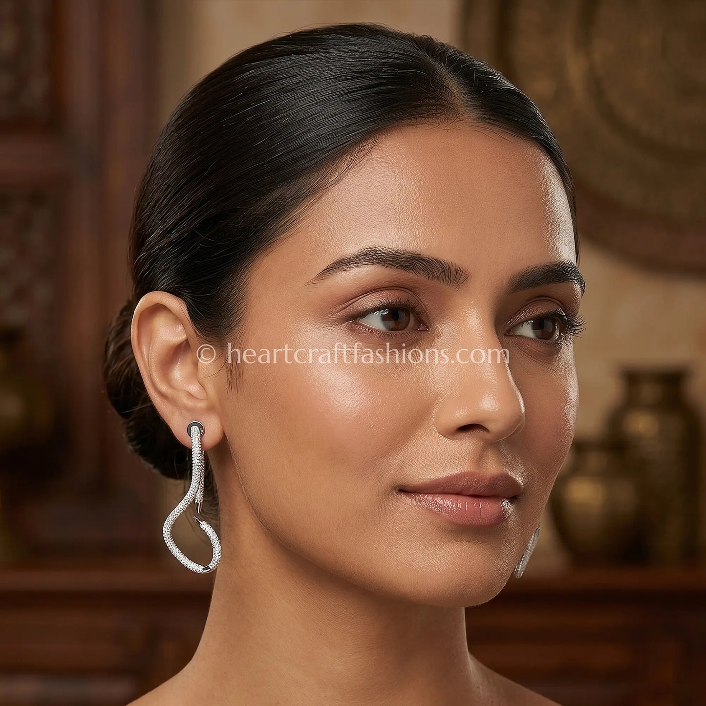 Pure Silver Pavé Infinity Loop Statement Earrings – Hallmarked
