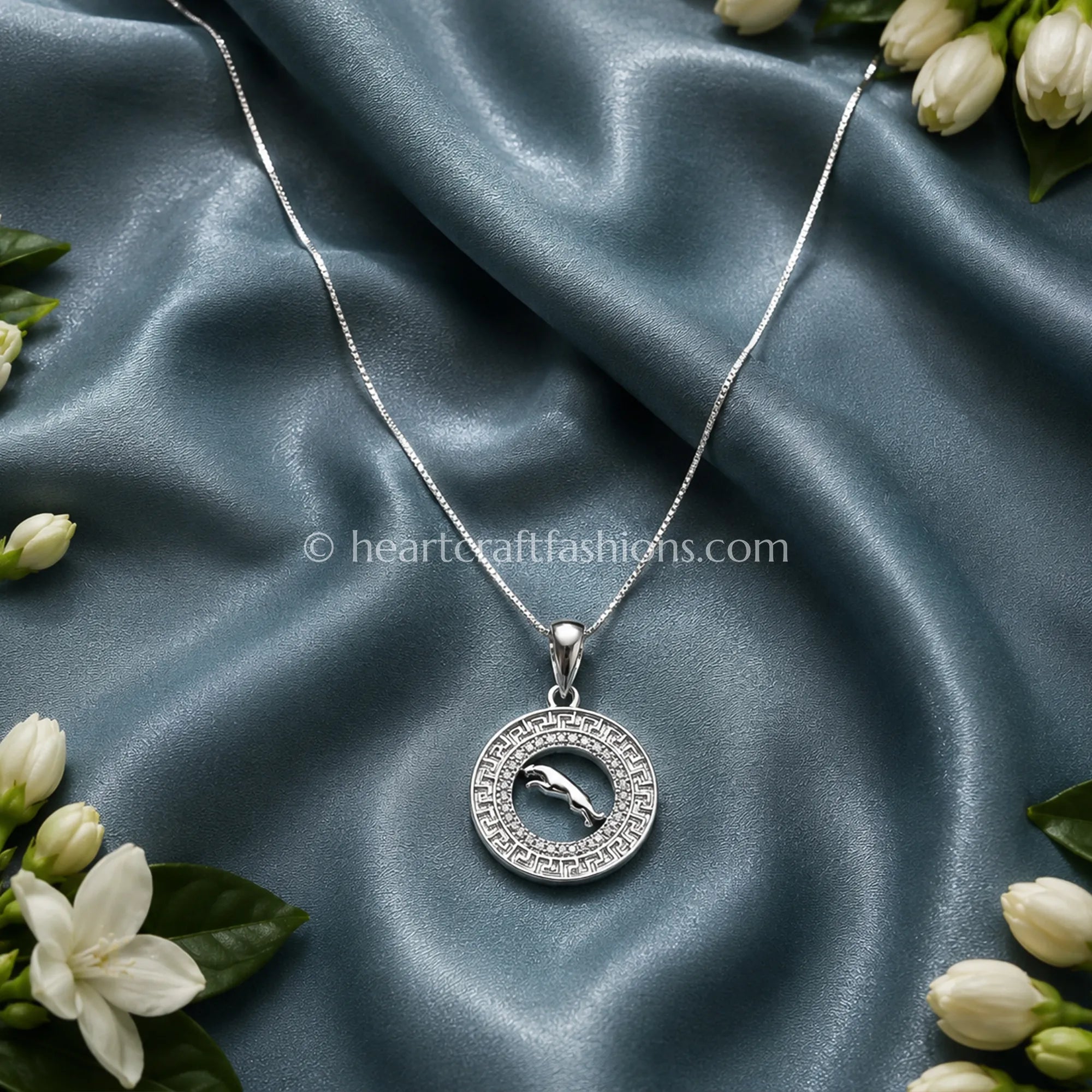 Pure Silver Prowling Panther Medallion Necklace – Hallmarked