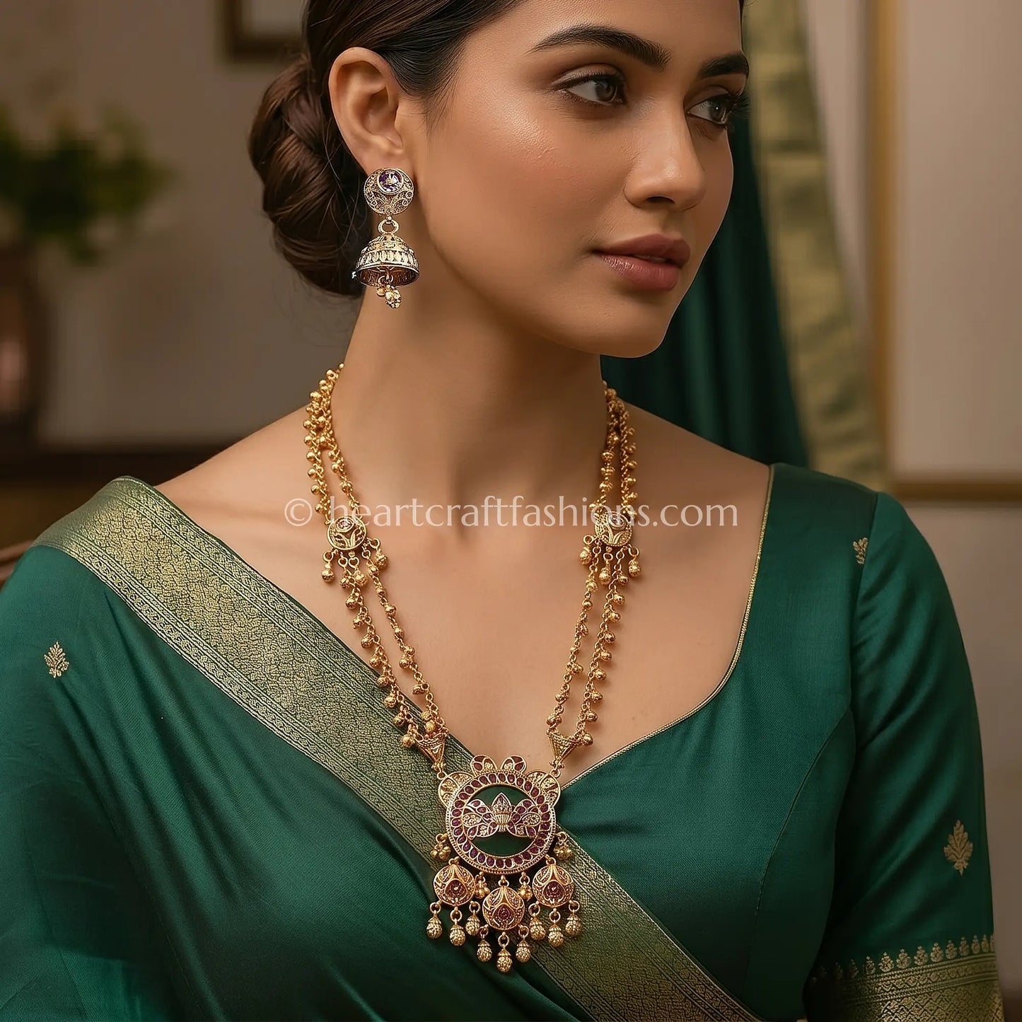 Purple Heritage Temple Long Necklace Set