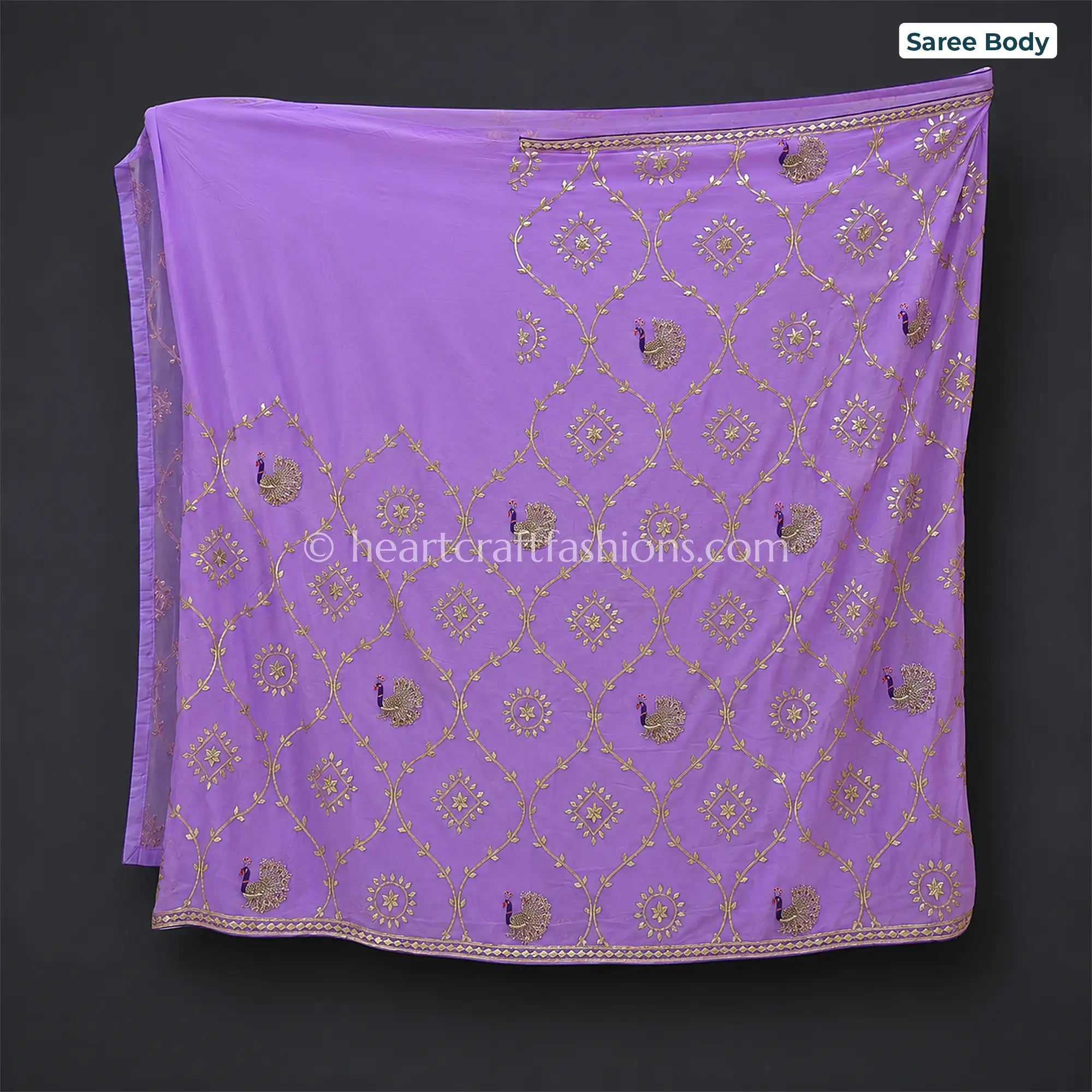 Purple Lavender (Jamuni)- Platinum Chiffon Gota patti Handloom Saree