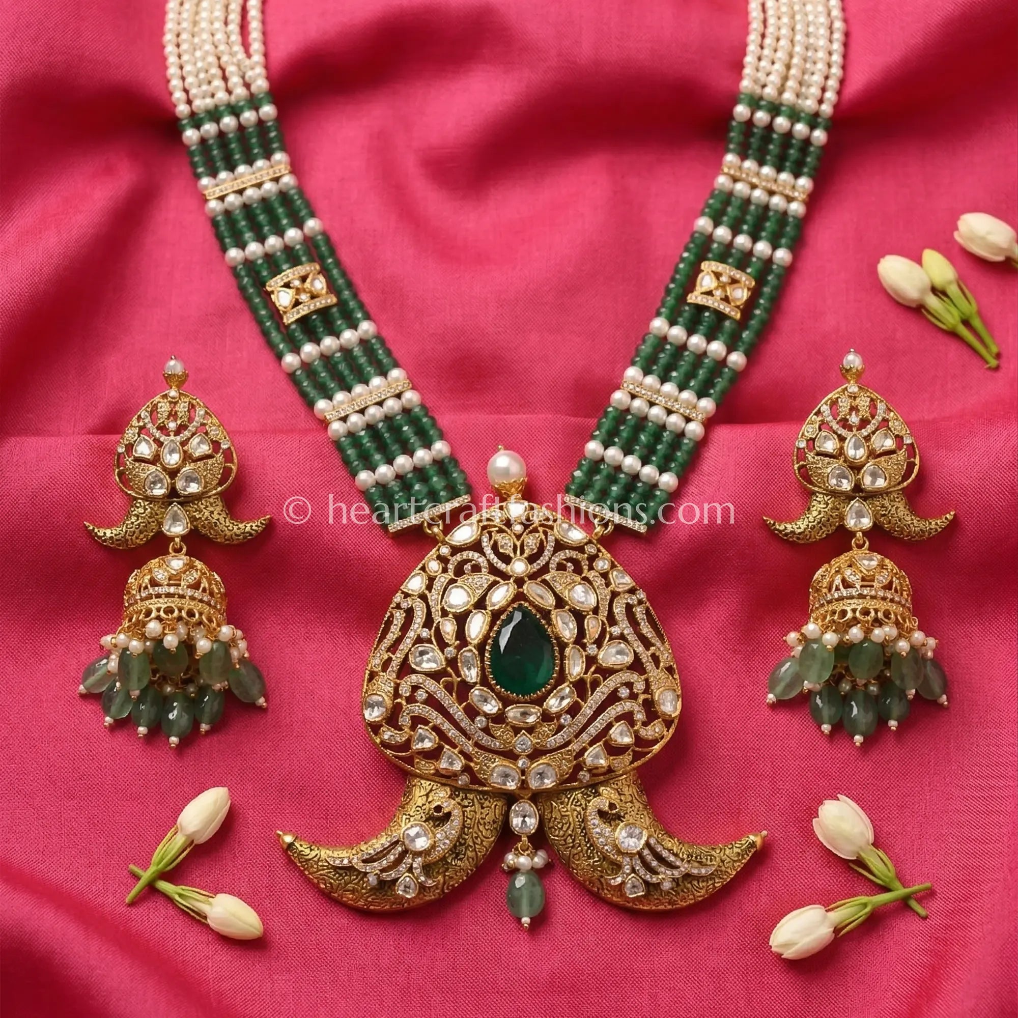 Rajvaadi Moissanite Panna Haar