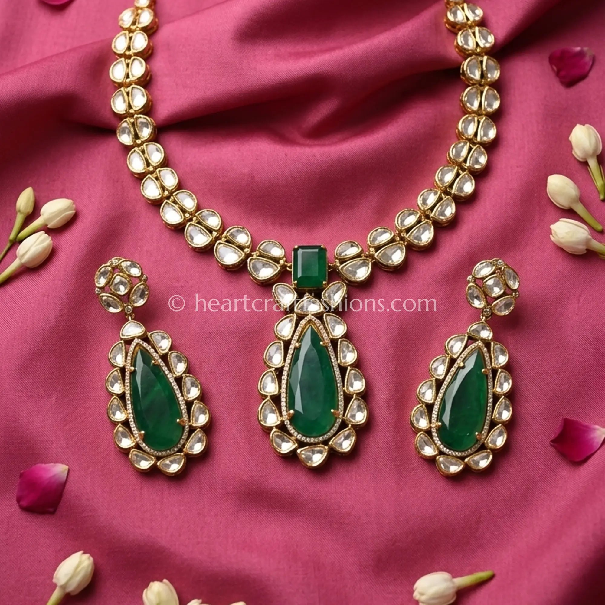 Royal Moissanite Green Statement Necklace