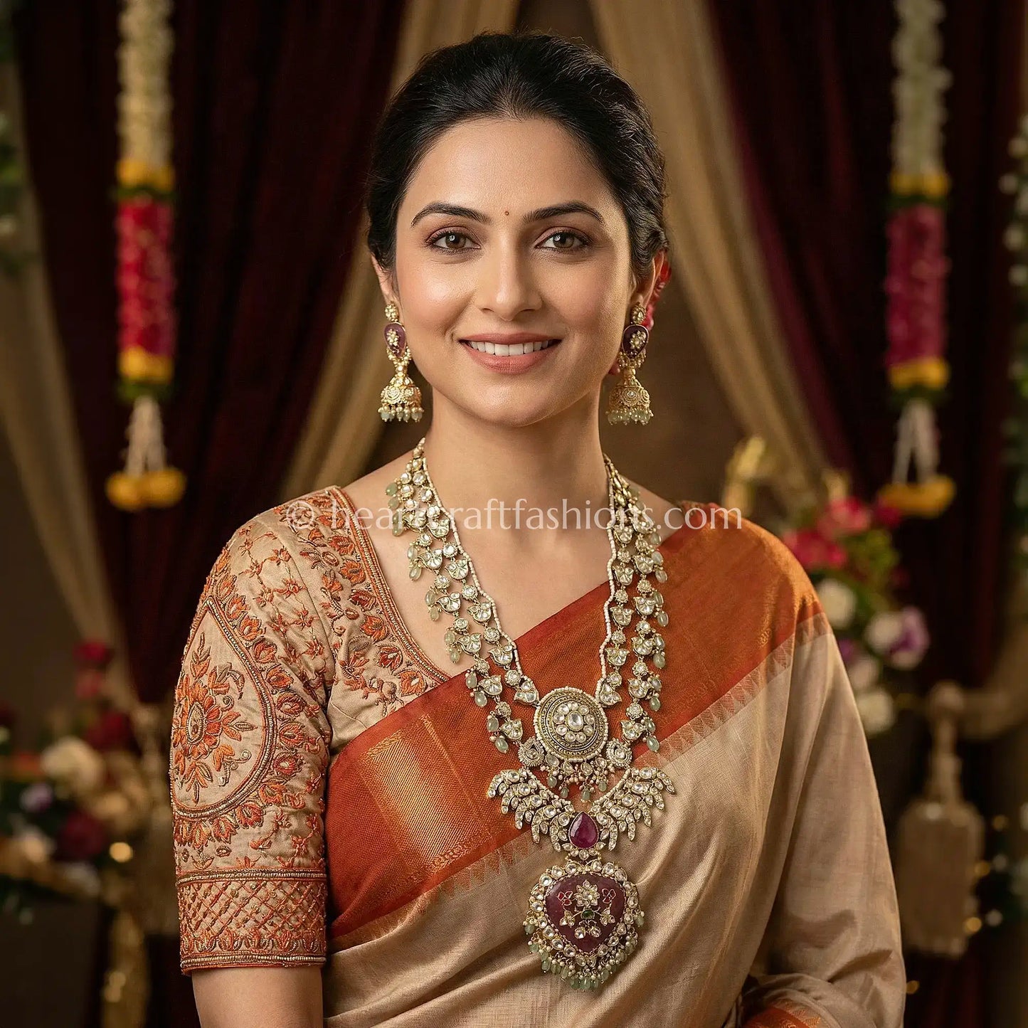 Rajputana Kundan Heritage Haar - Purple