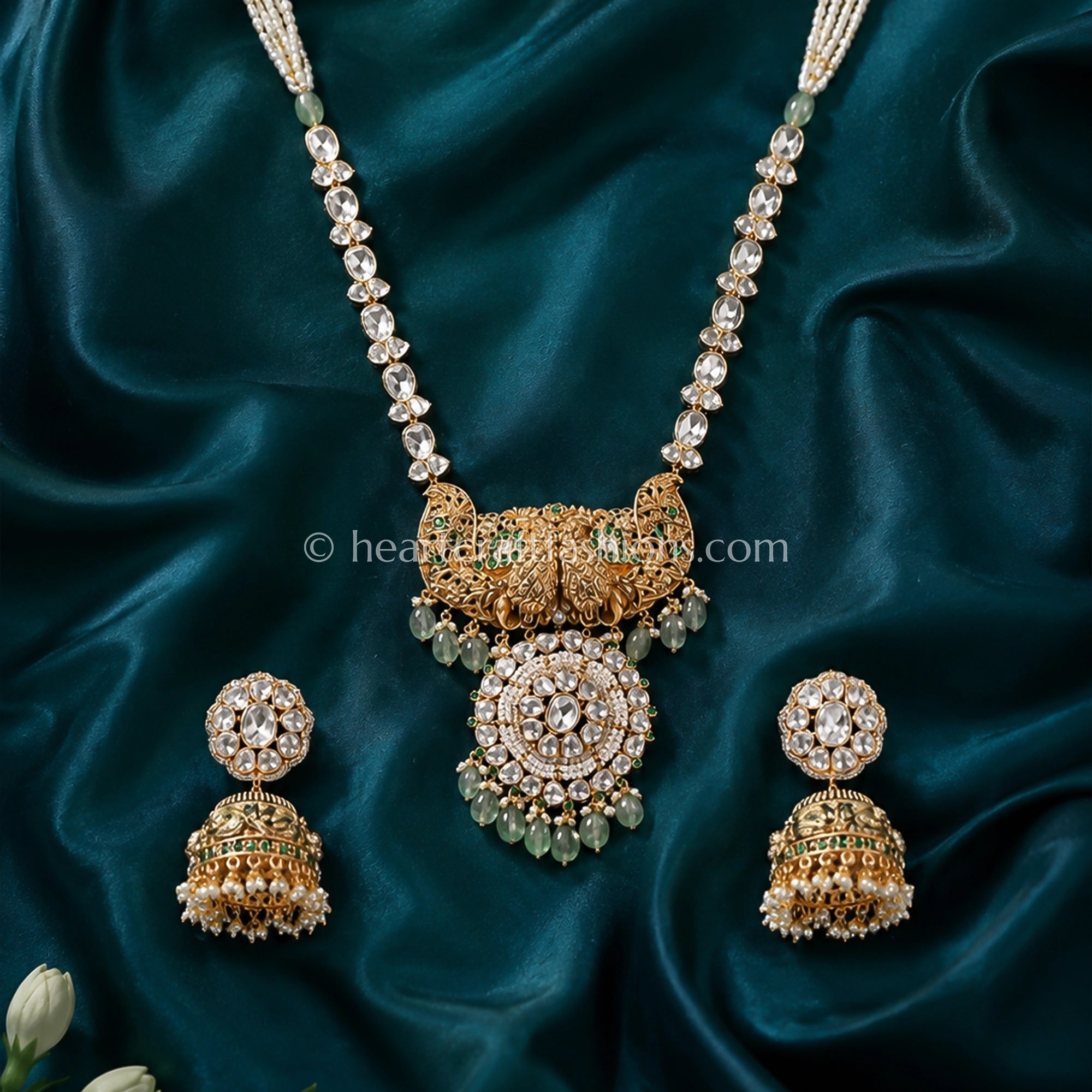 Rajputana Morika Green Drop Rani Haar Set
