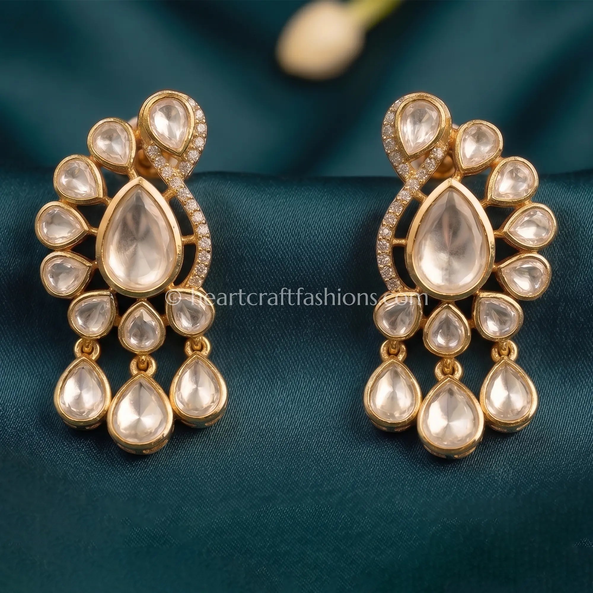Rajsi Moissanite Polki Drop Earrings