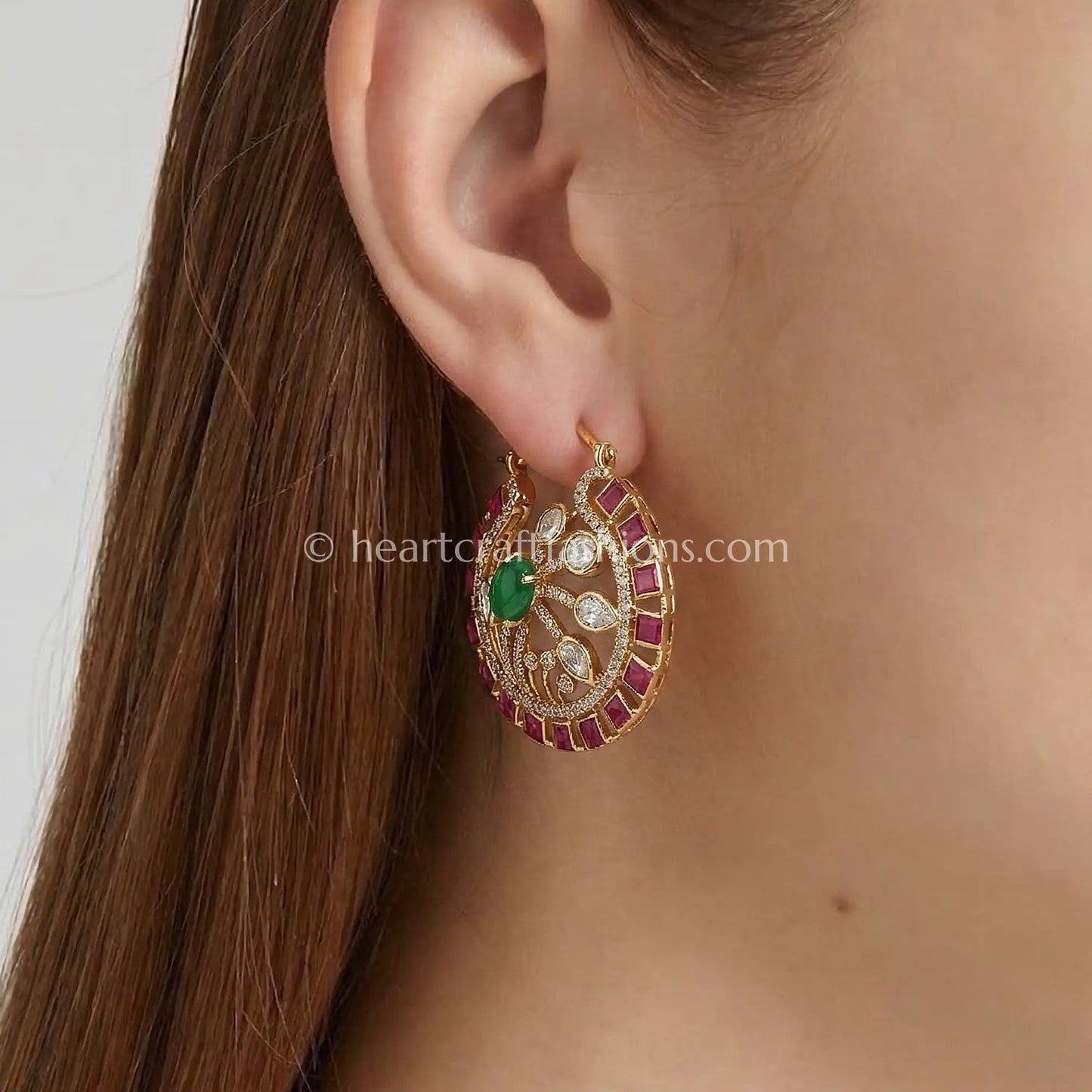 Rajvanshi Ruby Amrapali Moissanite Bali