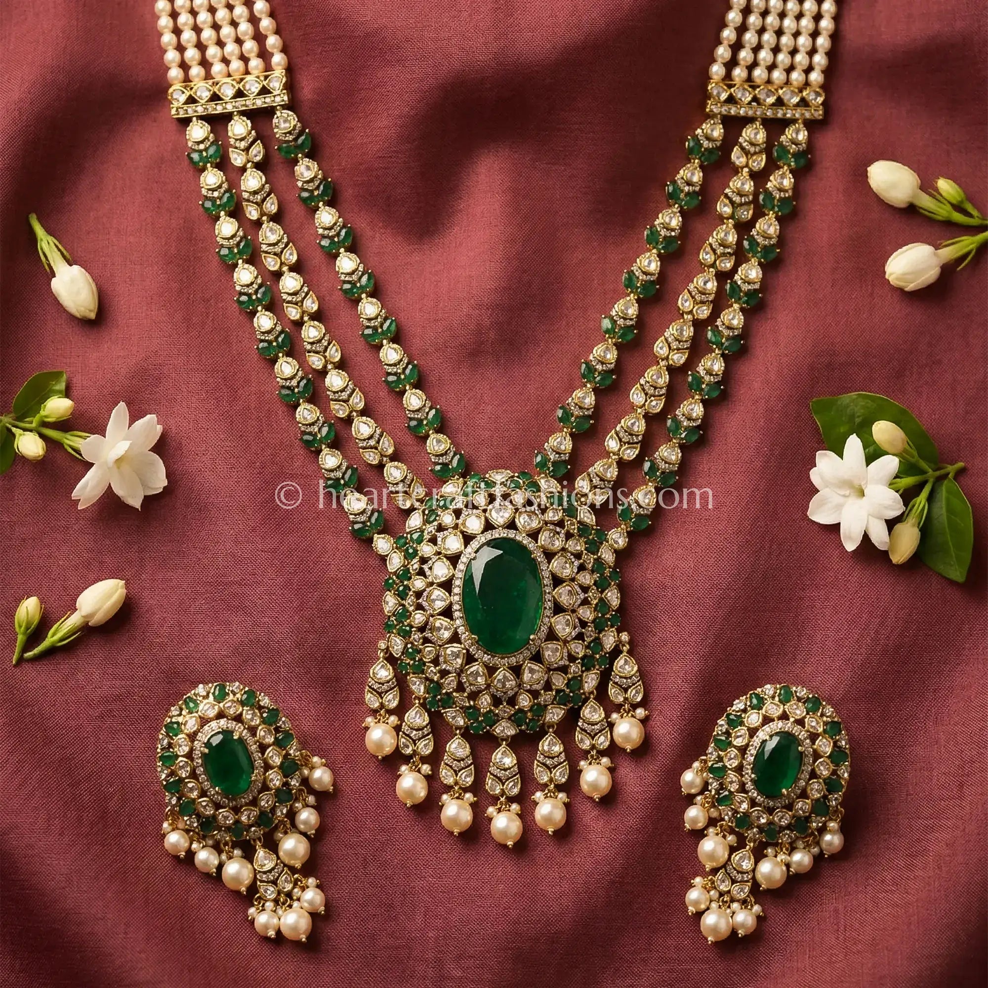 Celebrity Sunehri Kundan with Doublet Rani Haar