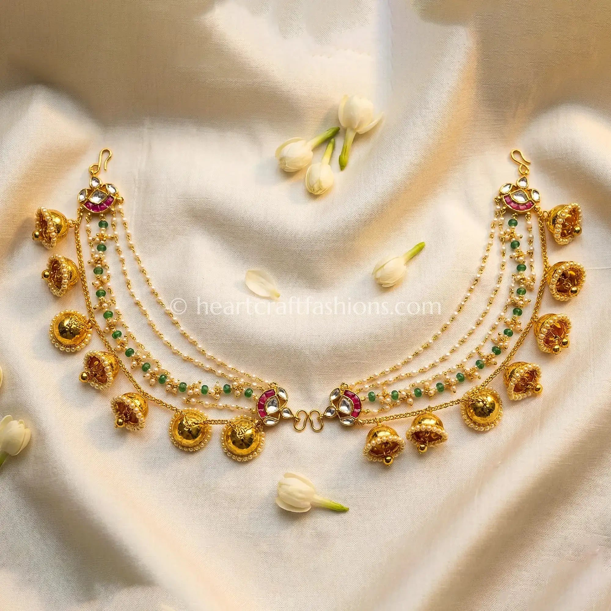 Rajwadi Heritage Pachi Kundan bridal Kaan Chain