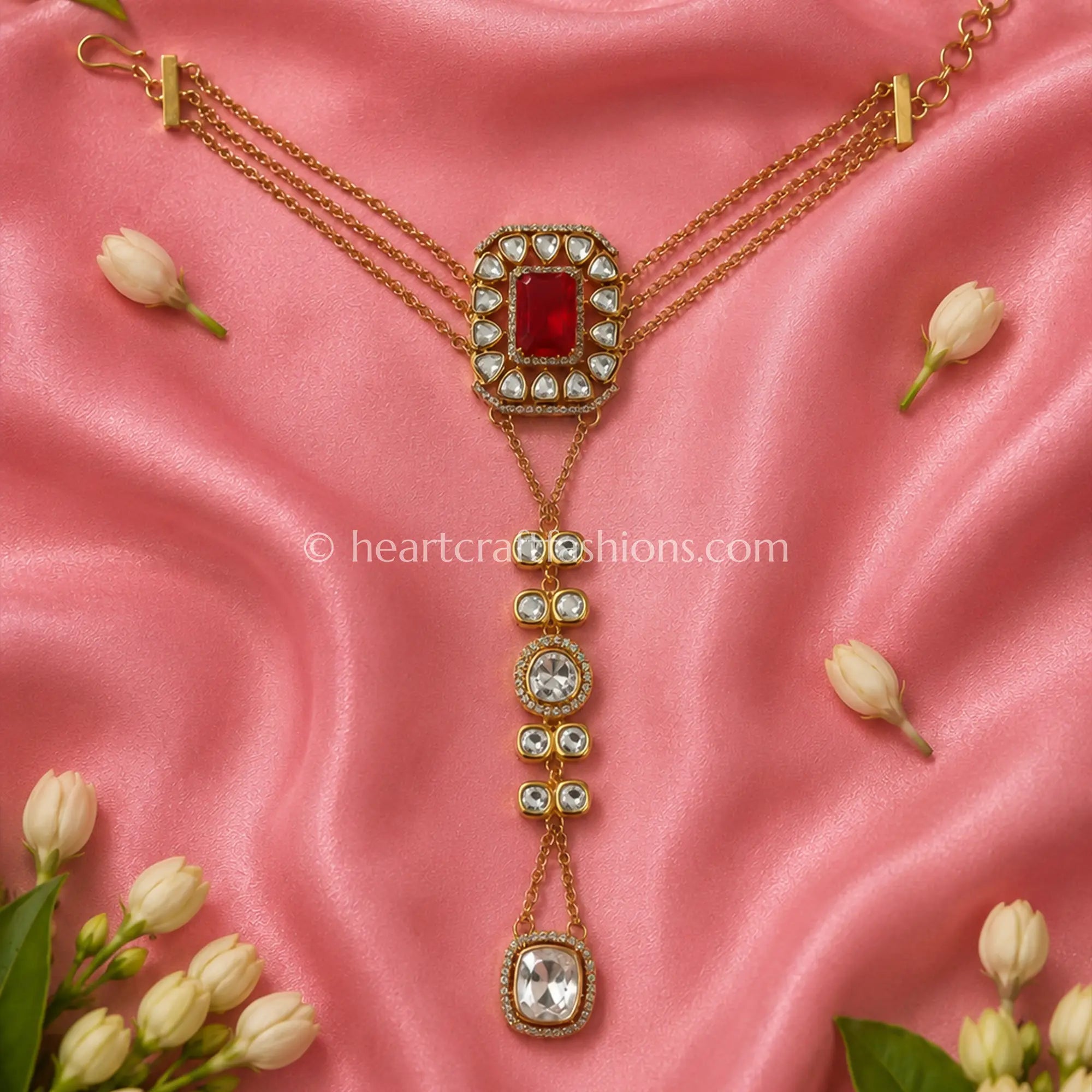 Raktima Moissanite Polki Hathphool