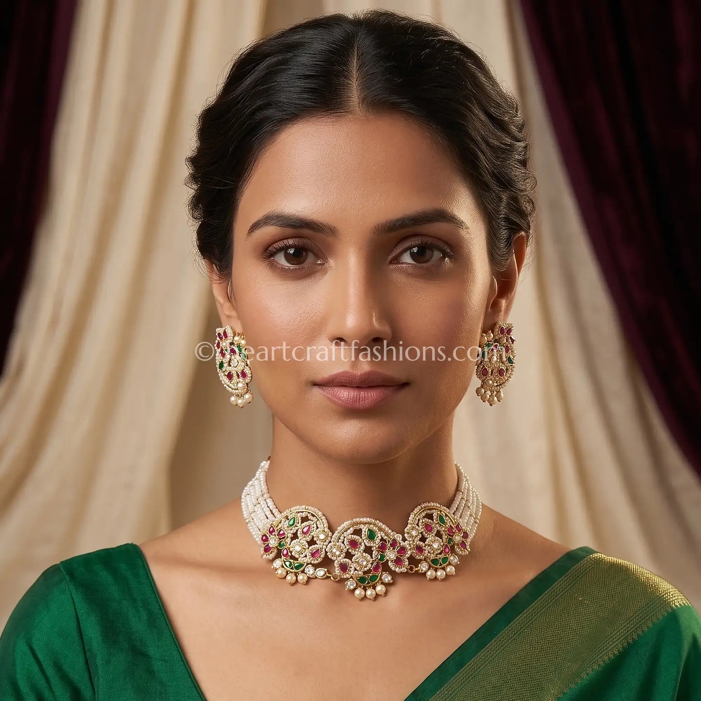 Rangrez Rajputana Polki Pearl Choker Set