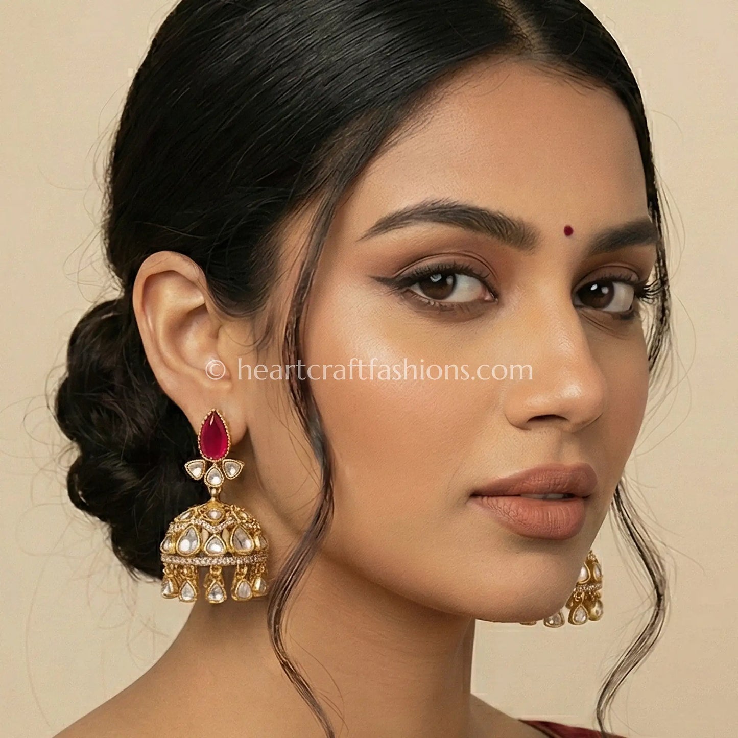 Ruby Royal Moissanite Doublet Jhumka