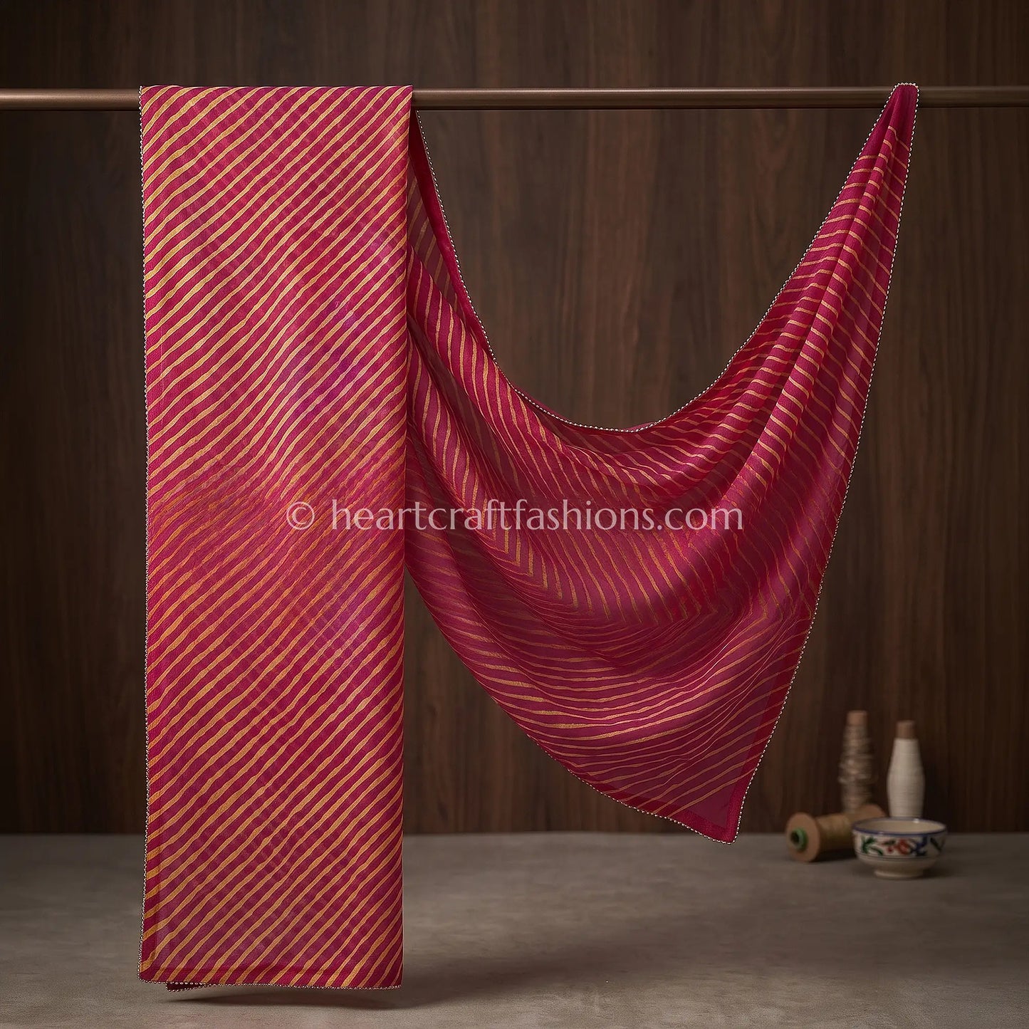 Rani Pink Chiffon Leheriya Dupatta