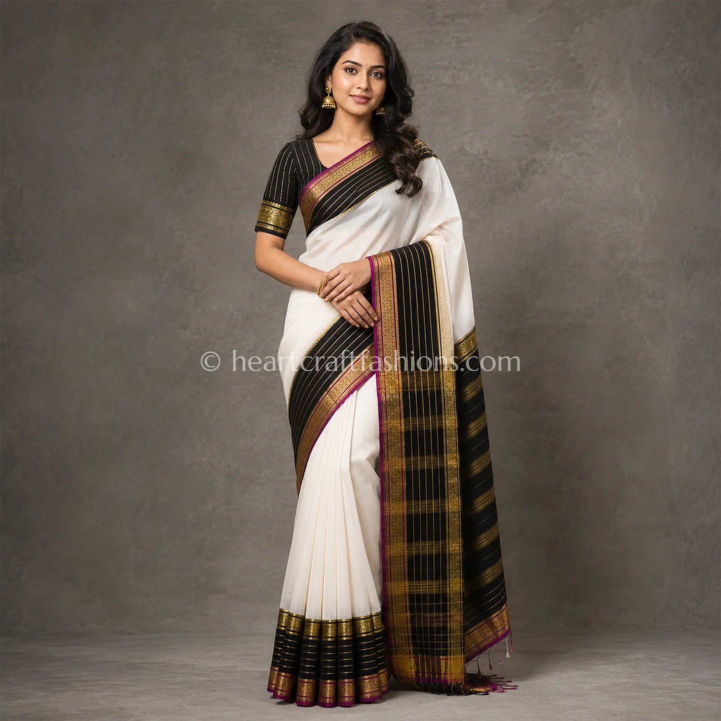 Regal Deep Ink Blue Mysore Crepe Saree