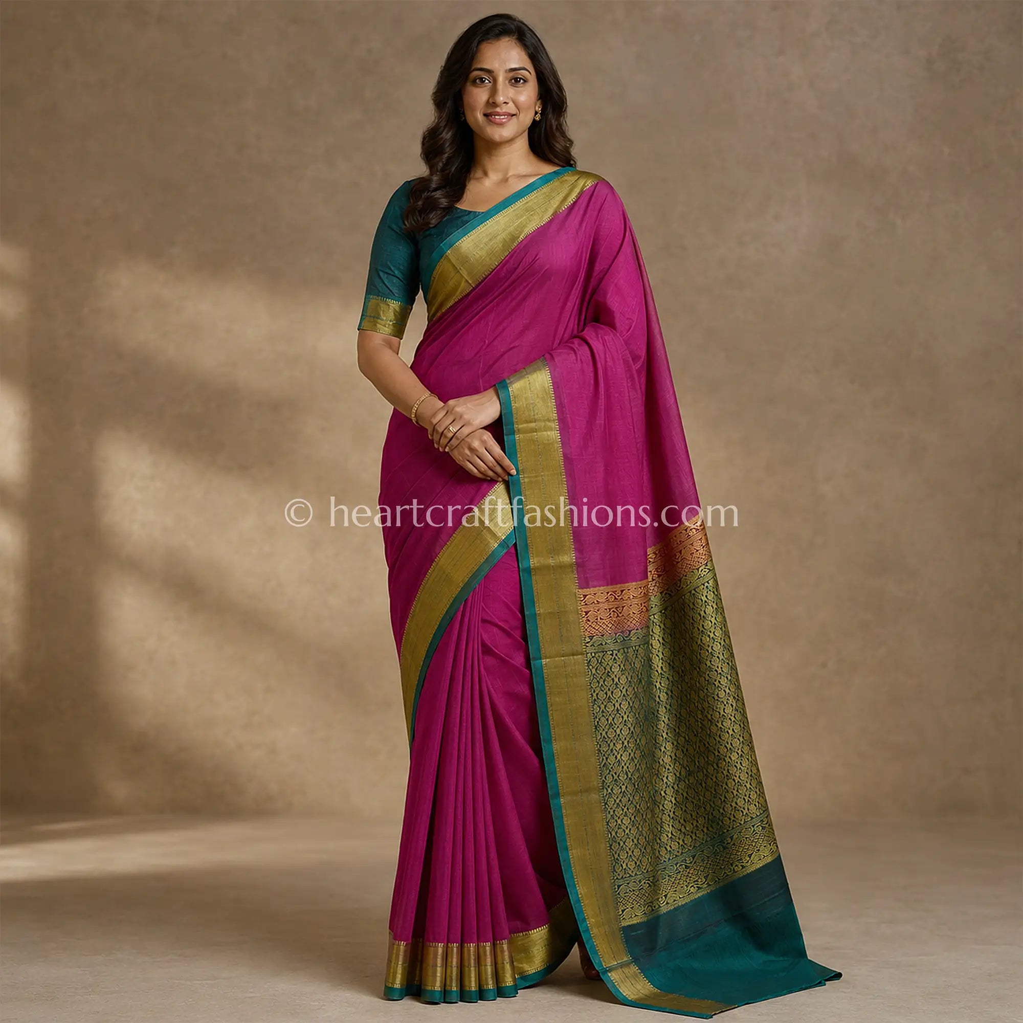 Regal Peacock Green Kanjivaram Silk Saree
