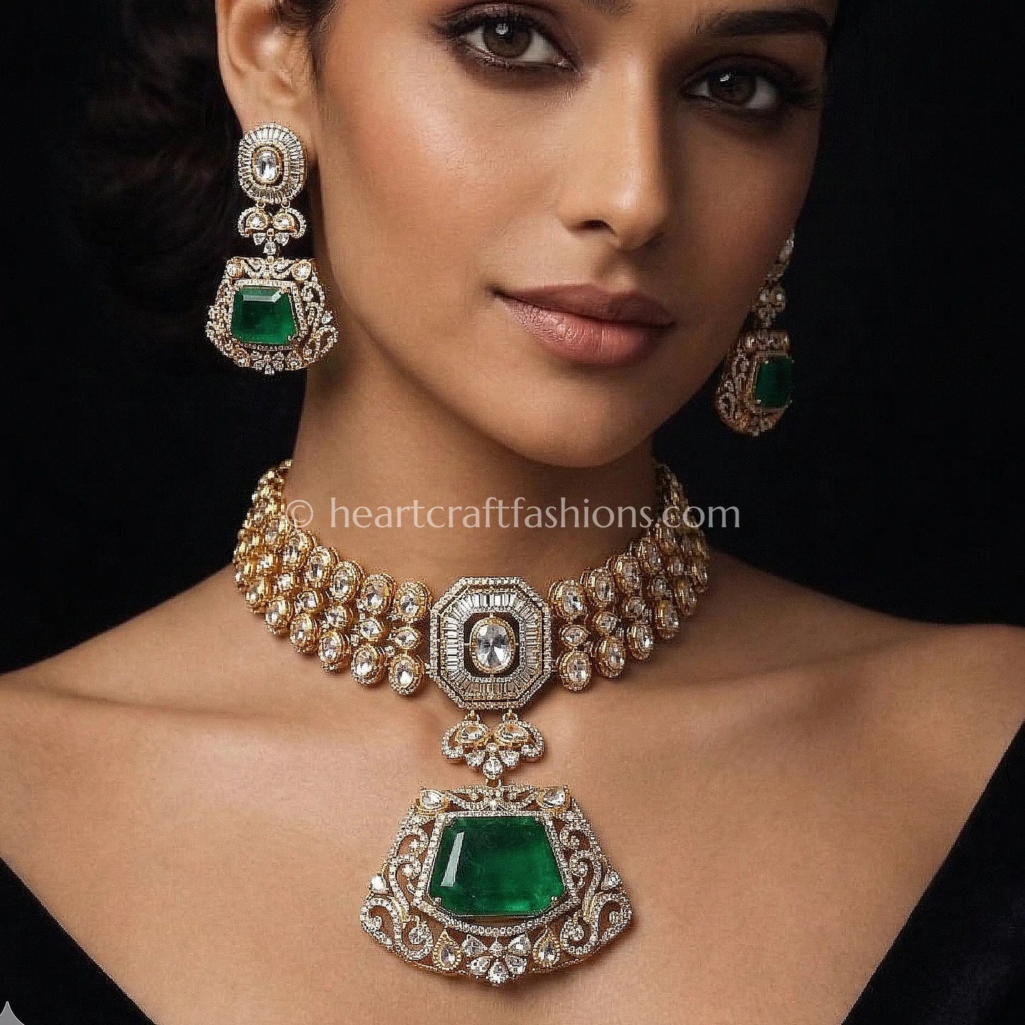 Royal Emerald Moissanite Doublet Choker