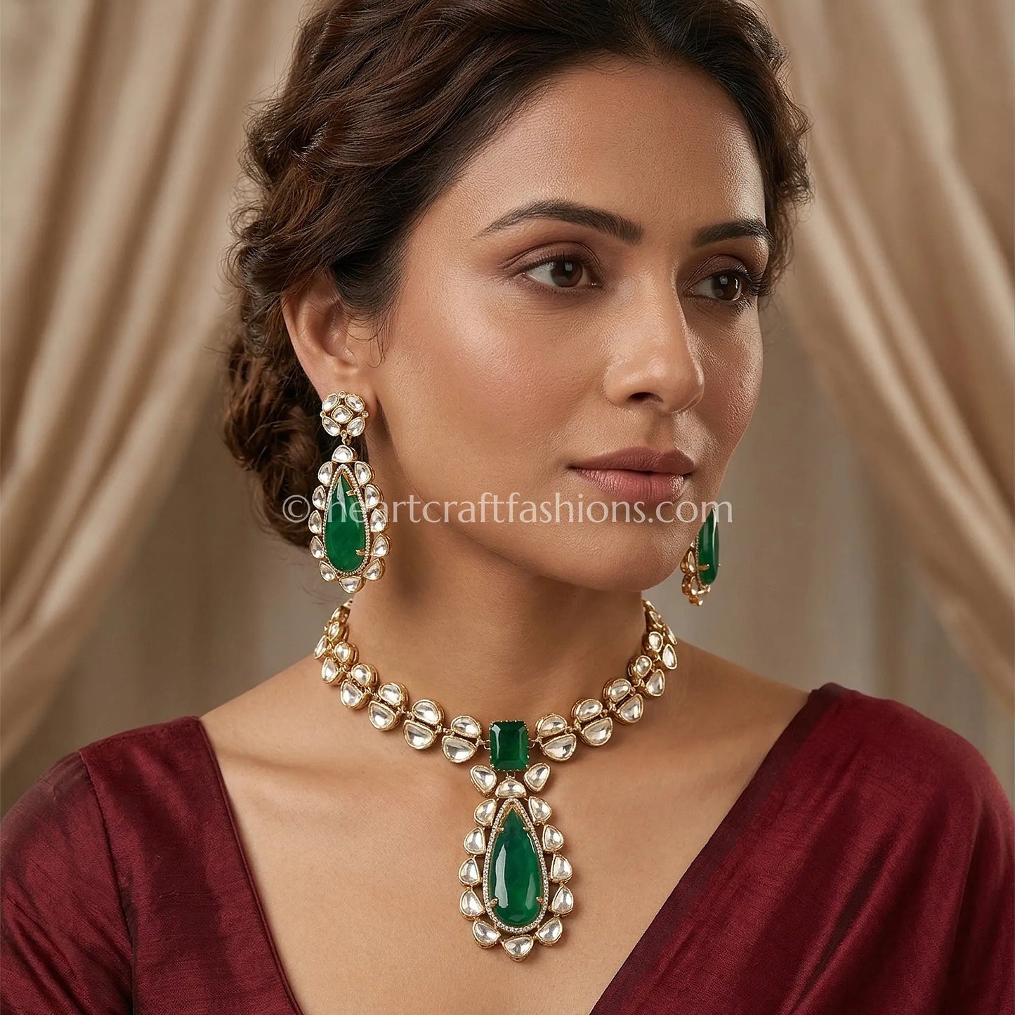 Royal Moissanite Green Statement Necklace