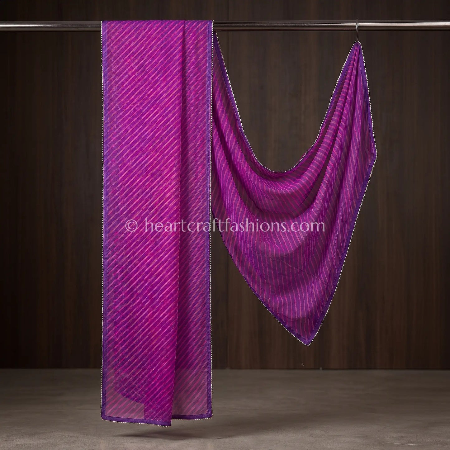 Royal Purple Chiffon Leheriya Dupatta