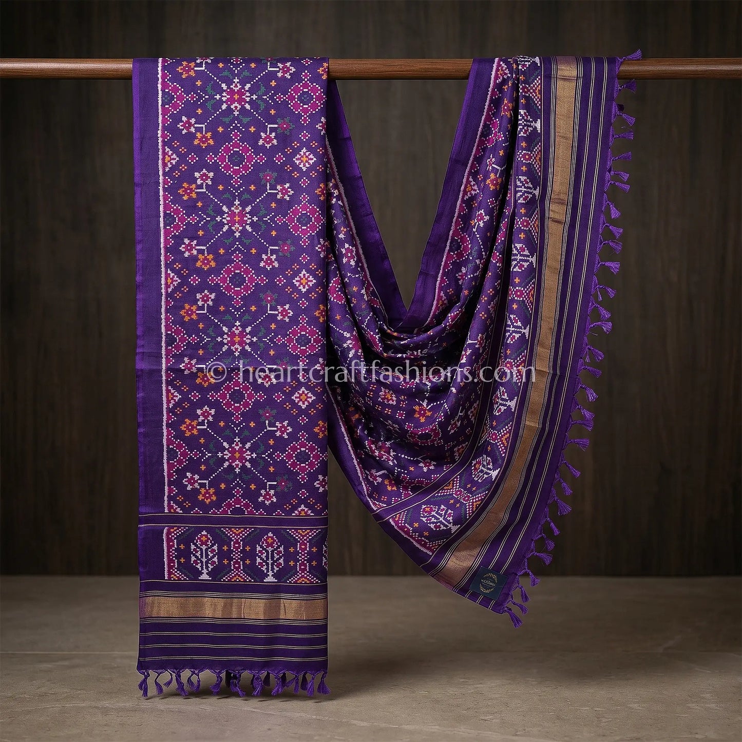 Royal Purple Rajkot Patola Silk floral design Dupatta
