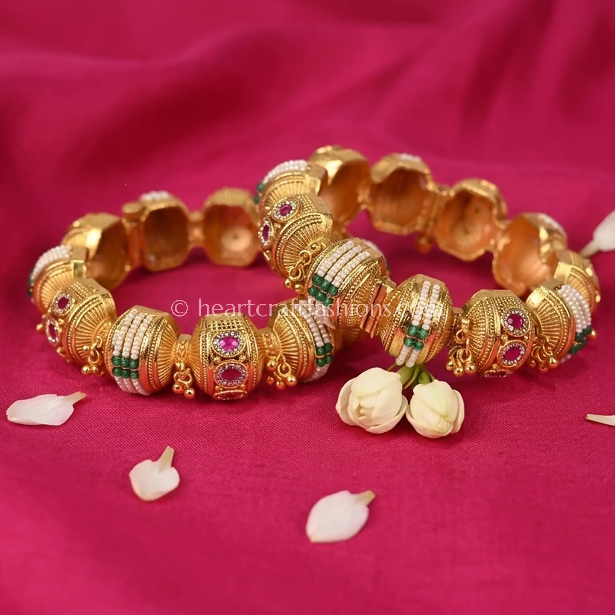 Ruby Emerald Heritage Bead Bangles