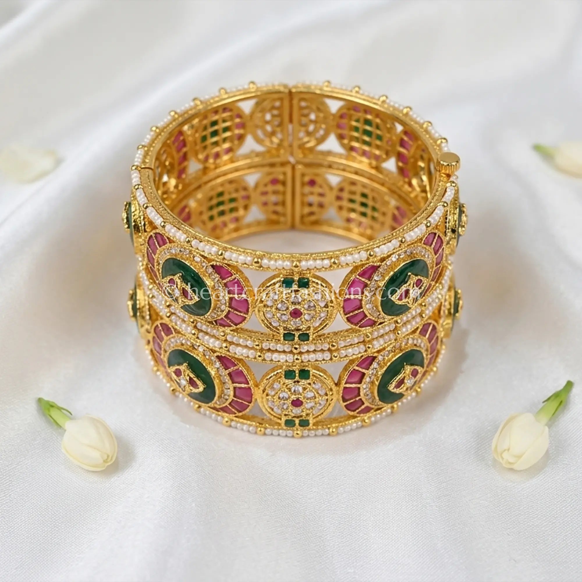 Ruby Emerald Heritage Pachi Bangles