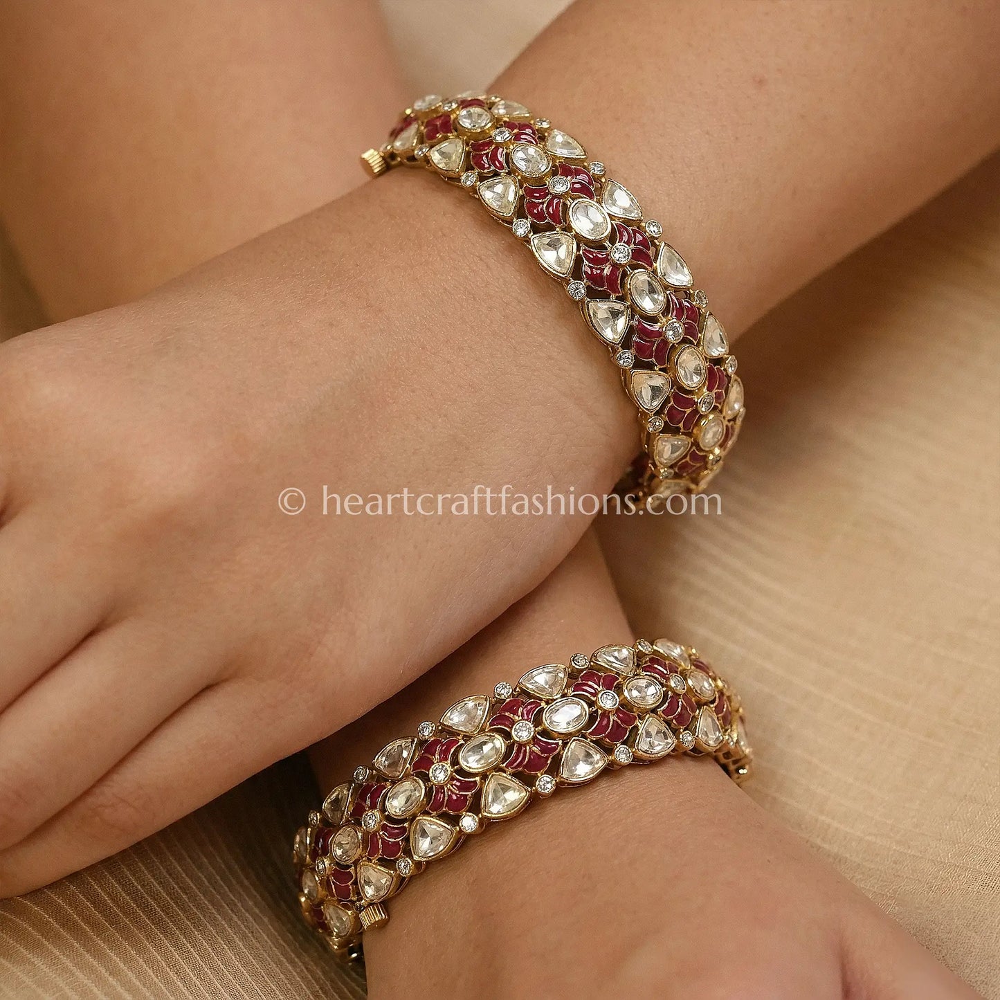 Ruby Floral Moissanite Polki Patla
