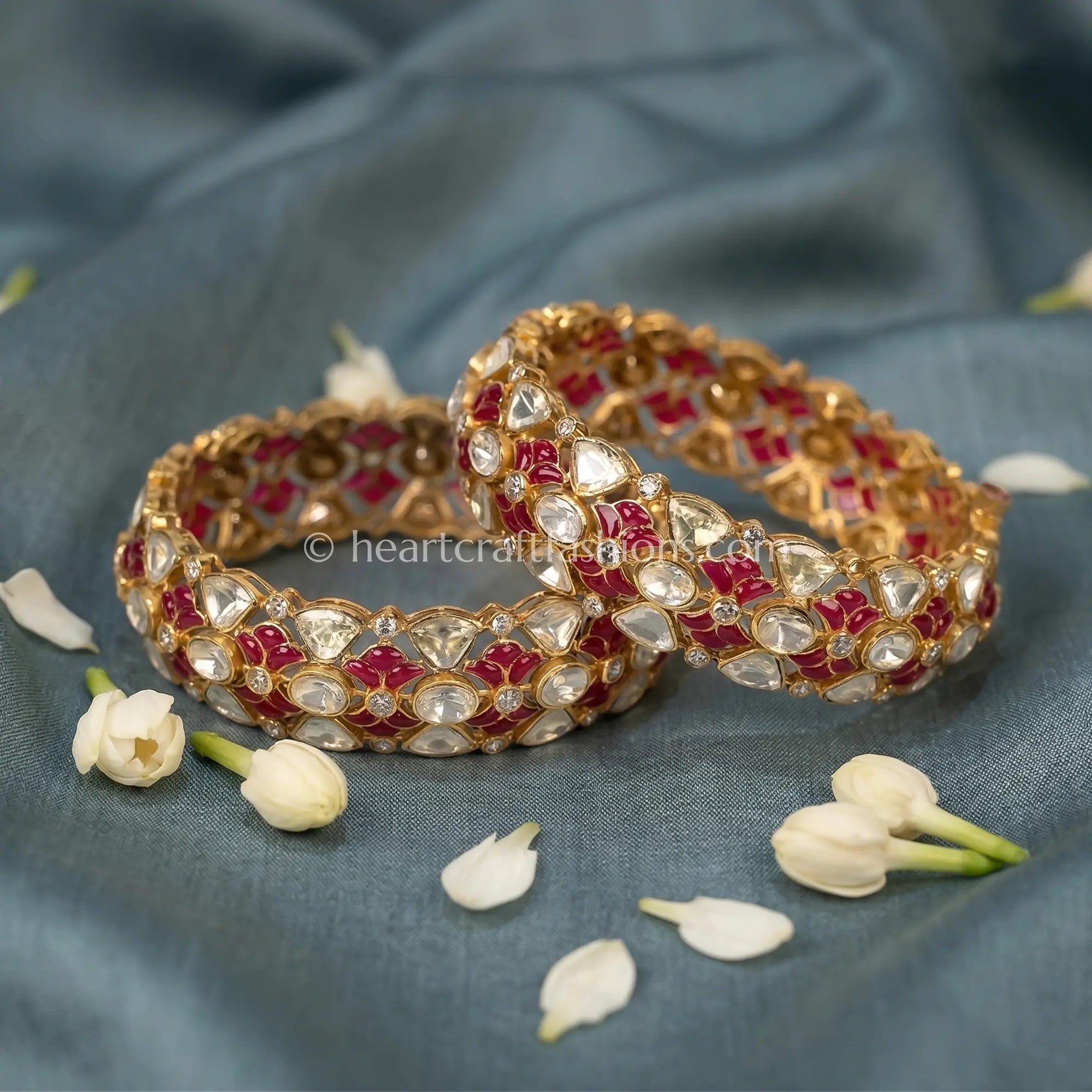 Ruby Floral Moissanite Polki Patla