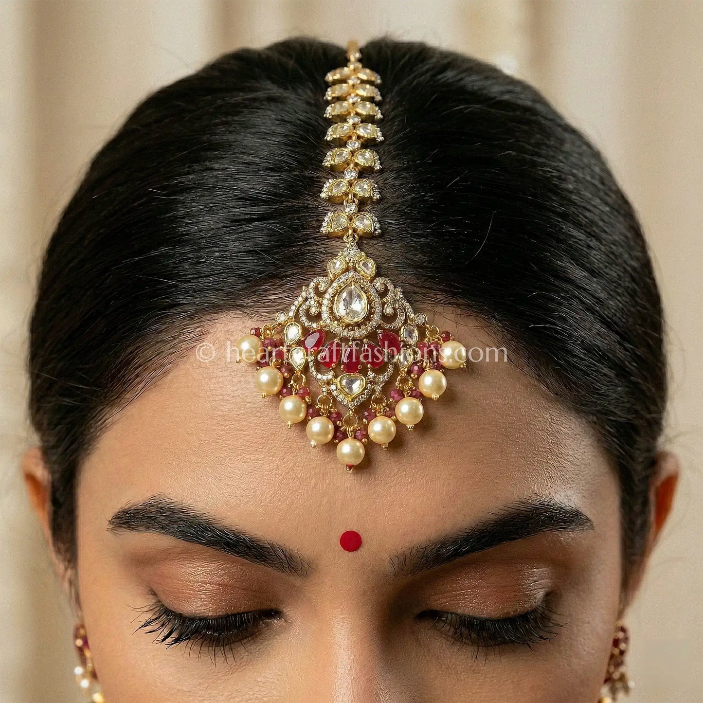 Ruby Pearl Bridal Maang Tikka