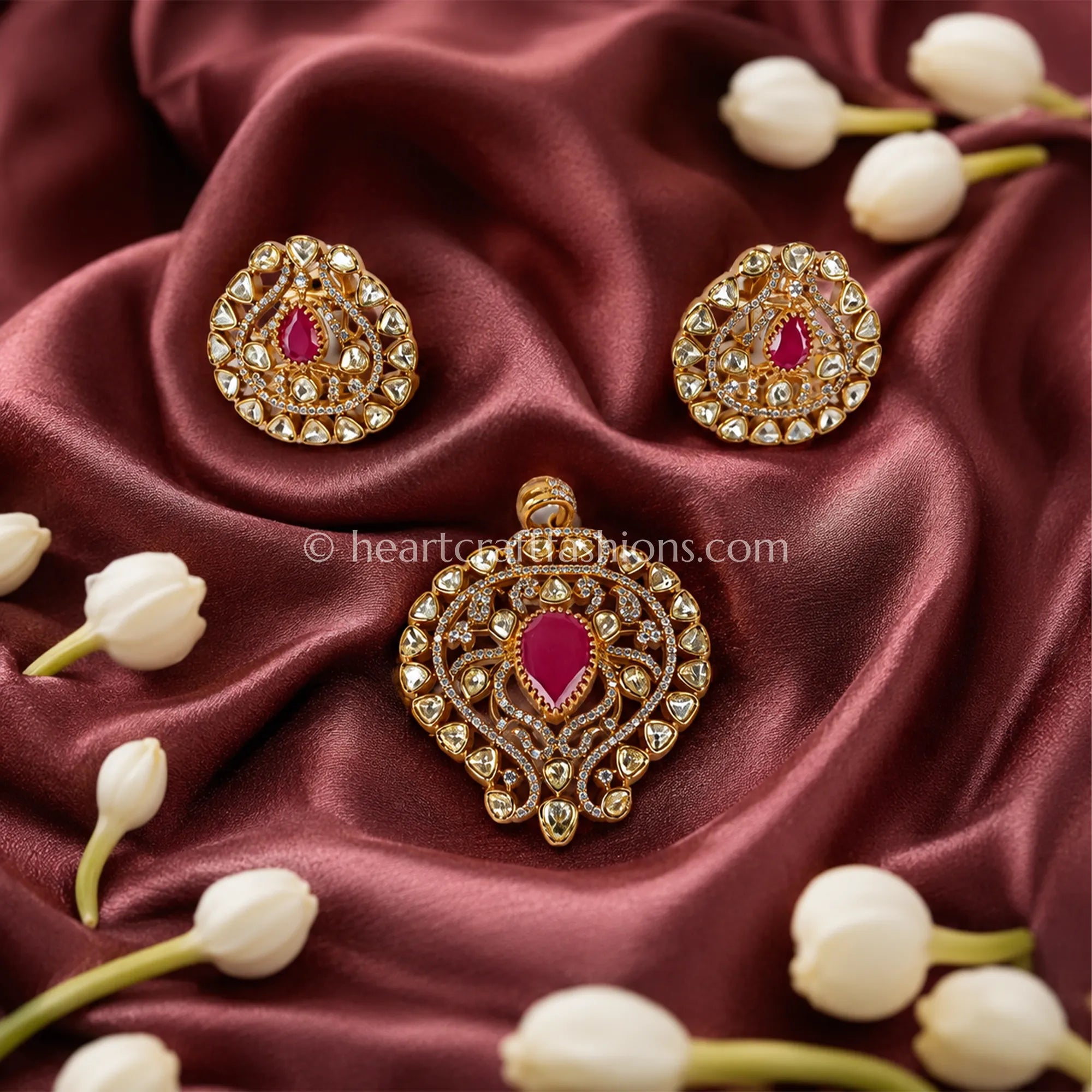 Ruby Royale Moissanite Pendant Set