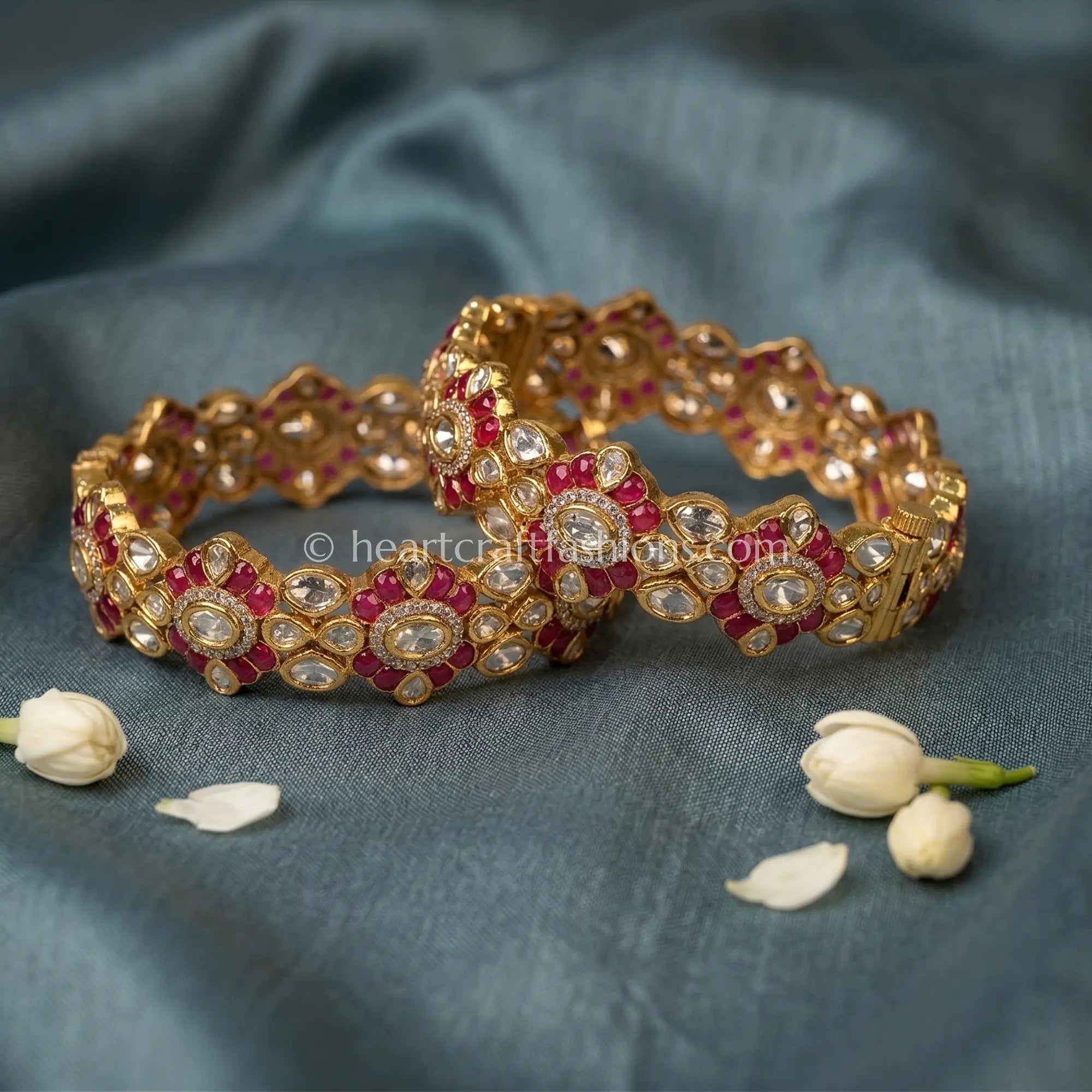 Ruby Sunehri Kundan Bangles