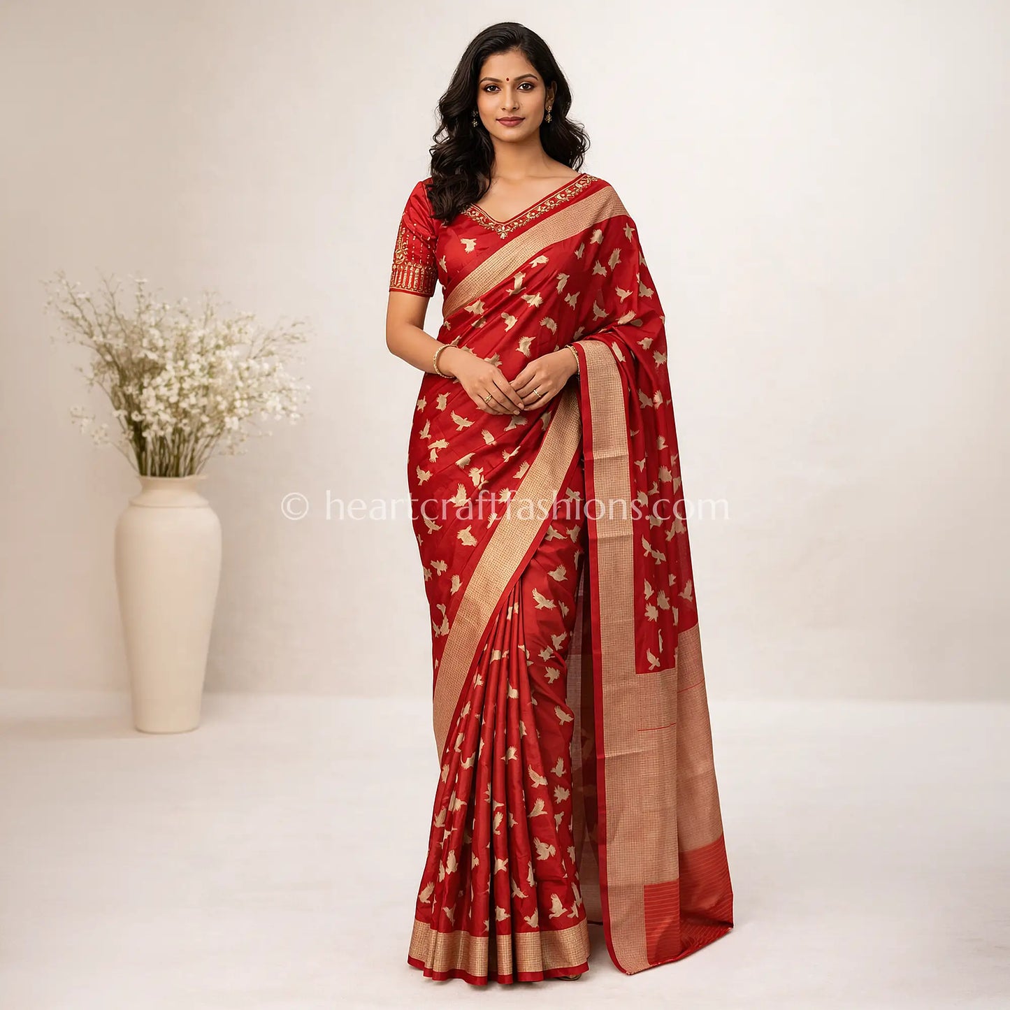 Ruby Hansa Kadwa Banarasi Katan Silk Saree