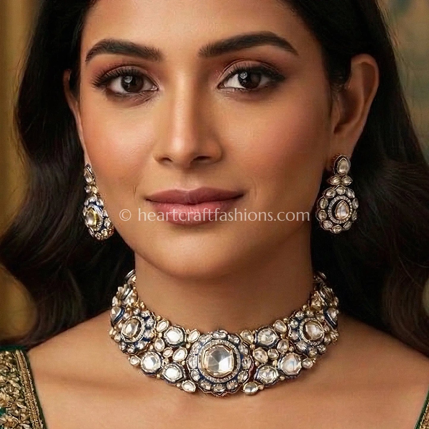 Sunehri Kundan Neel Royal Choker Set