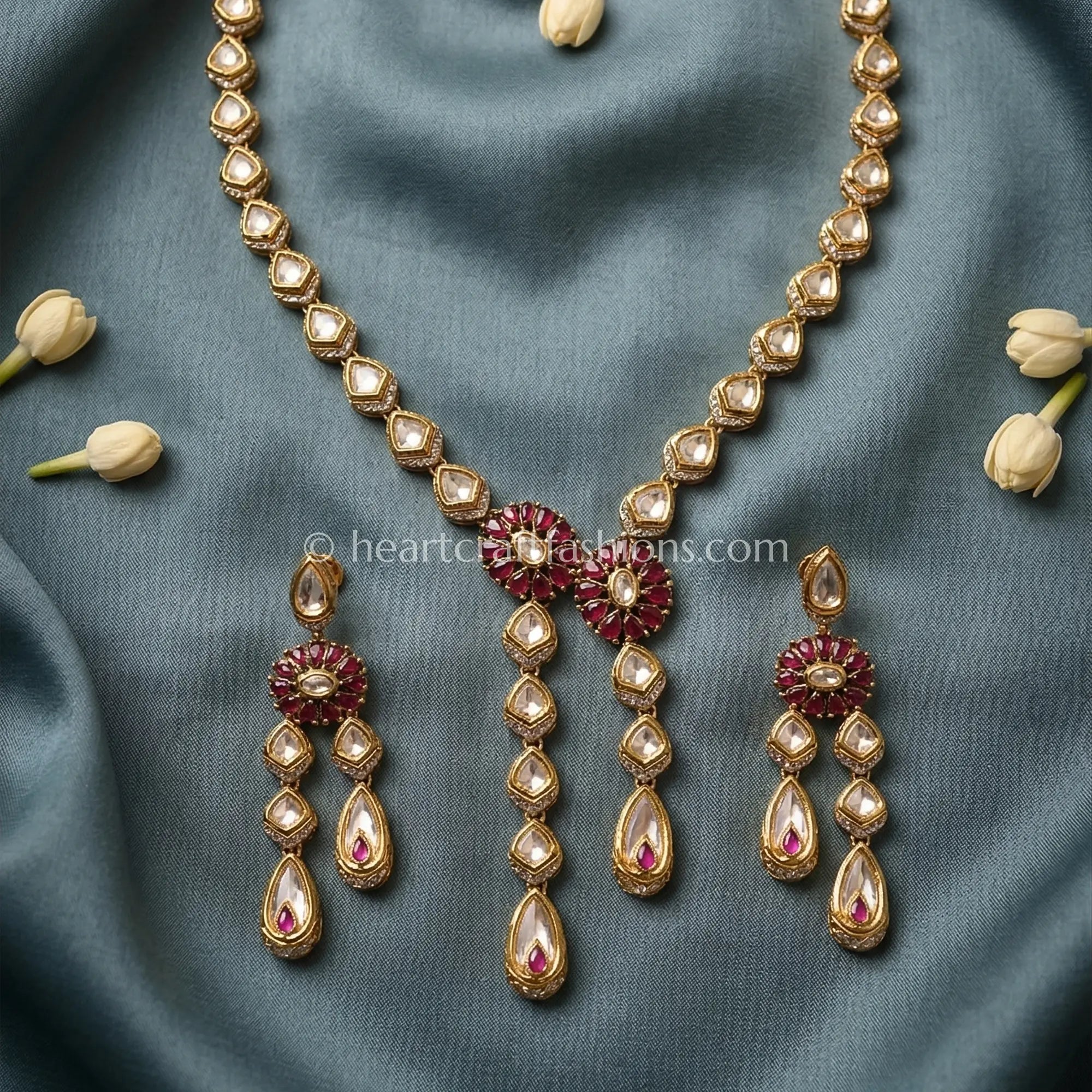 Sunehri Kundan Ruby Bloom Long Set