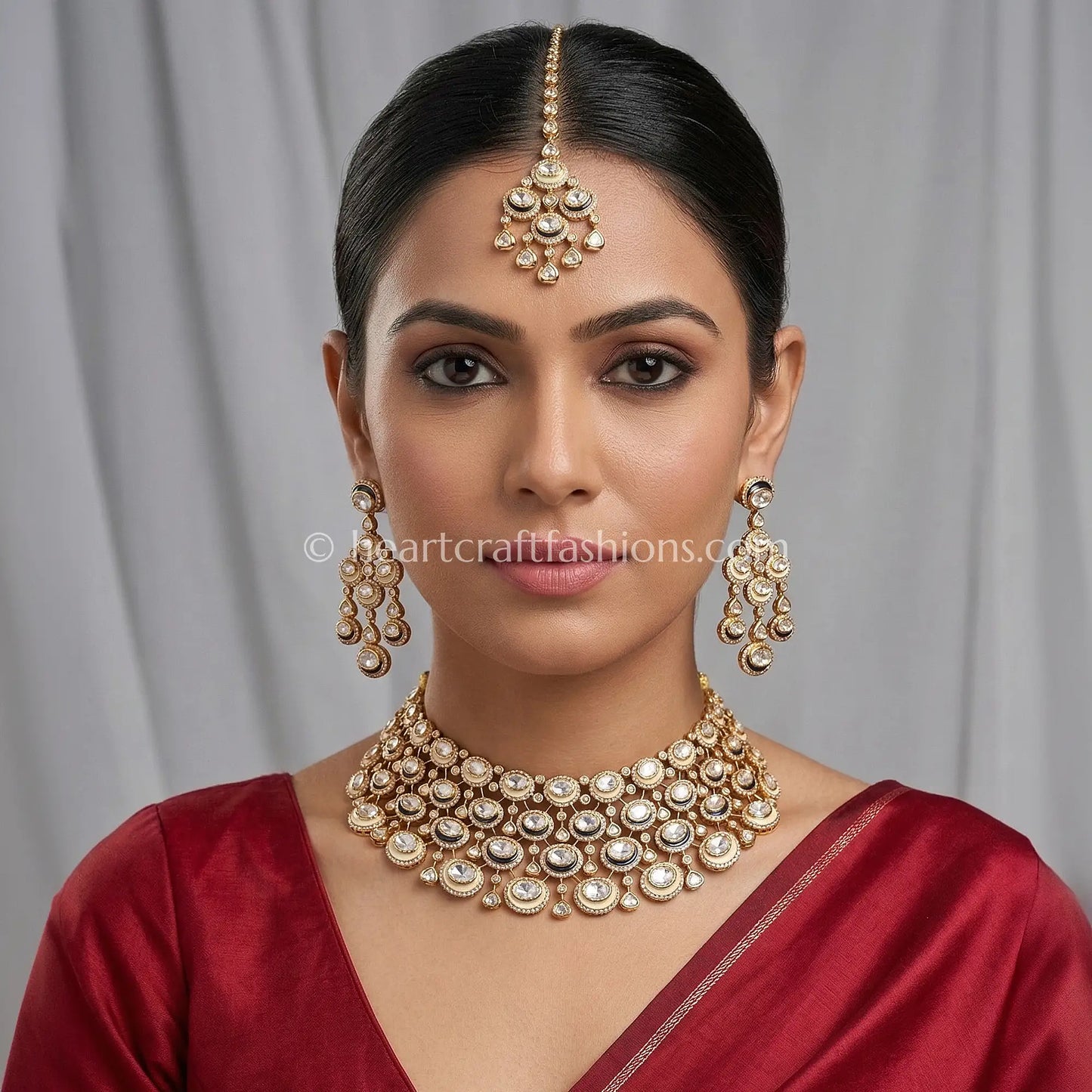 Sunehri Kundan White Blue Luxe Statement Choker