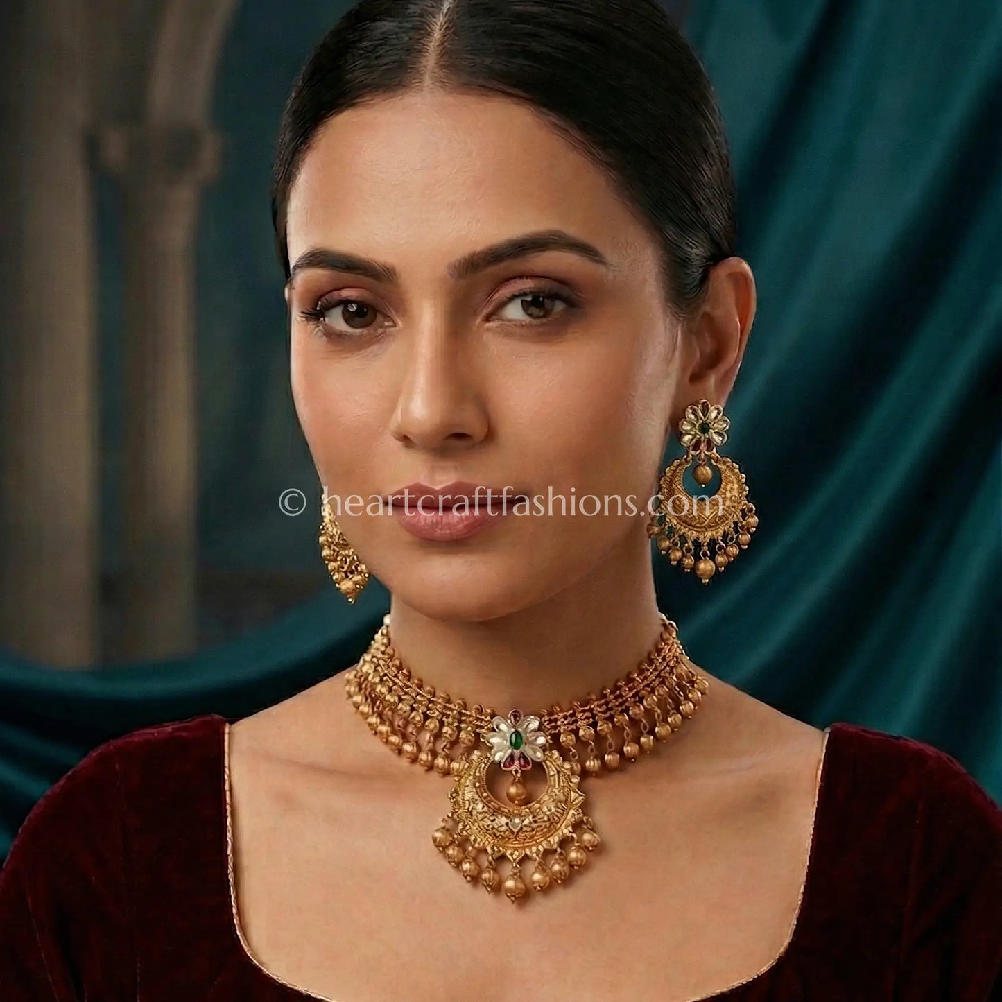 Surya Kalika Rajwadi Gold Tone Necklace