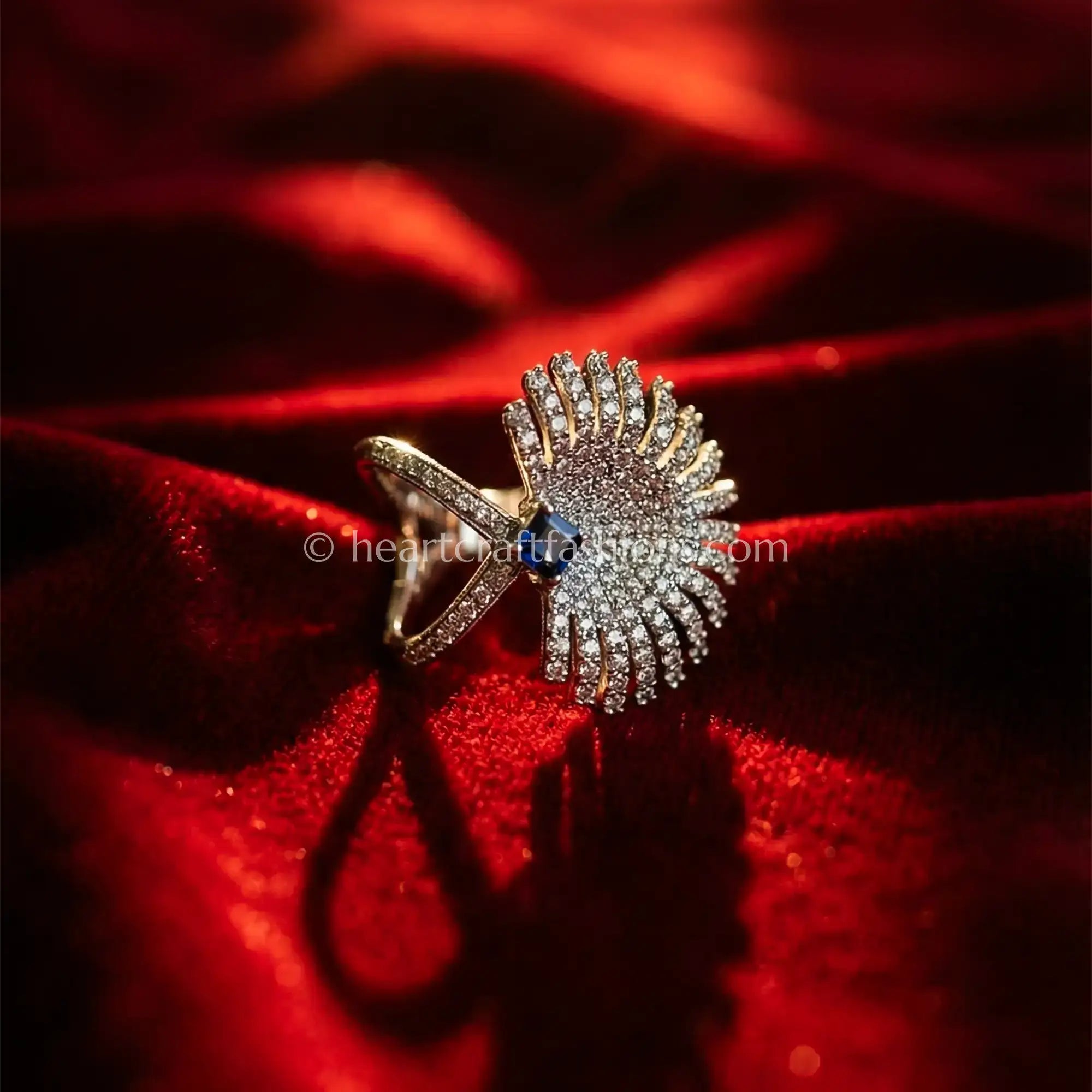 Sapphire Spark Sunburst Ring