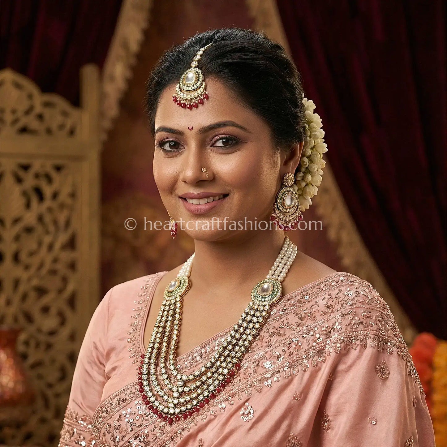 Shahi Multi-Strand Kundan Necklace Ruby