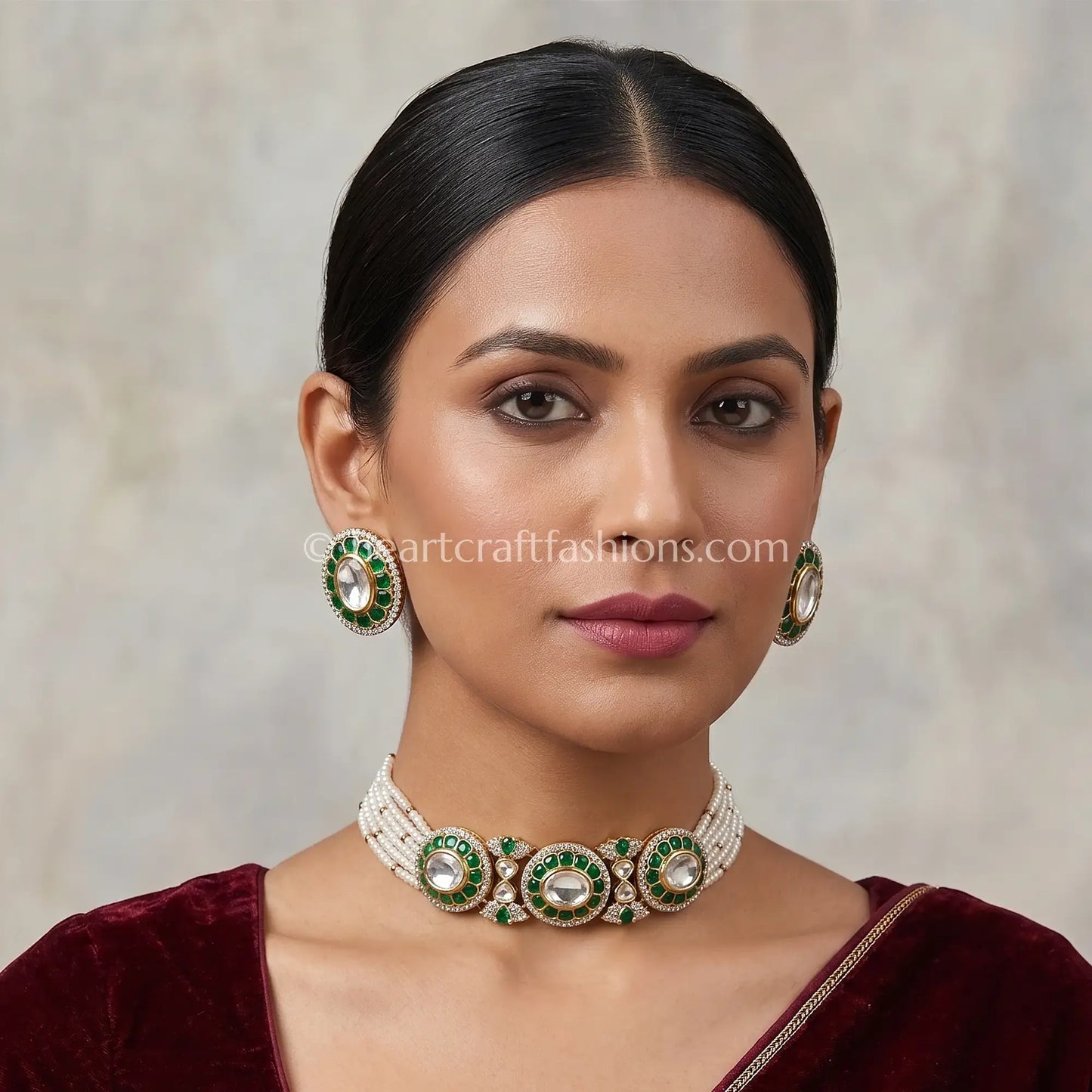 Sunehri Emerald Grace Choker Set
