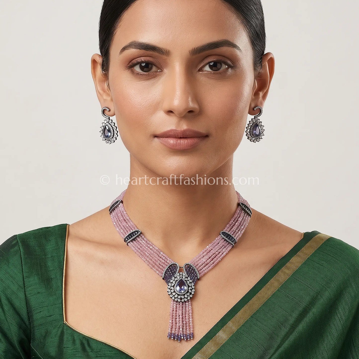 Tanzanite & Lilac Pearl Rani Haar with Tassel