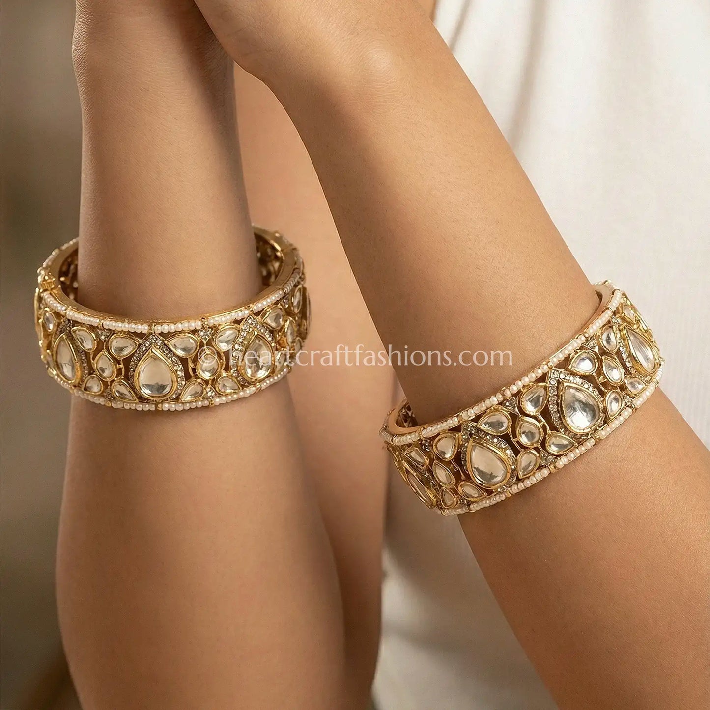 Teardrop Moissanite Polki Bangles