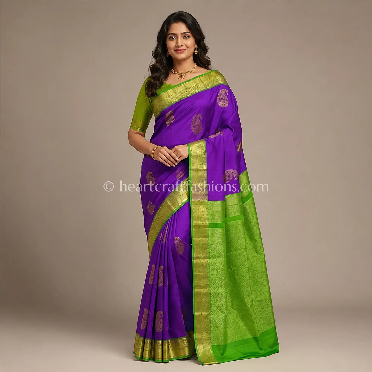 Vibrant Parrot Green Bangalore Silk Saree