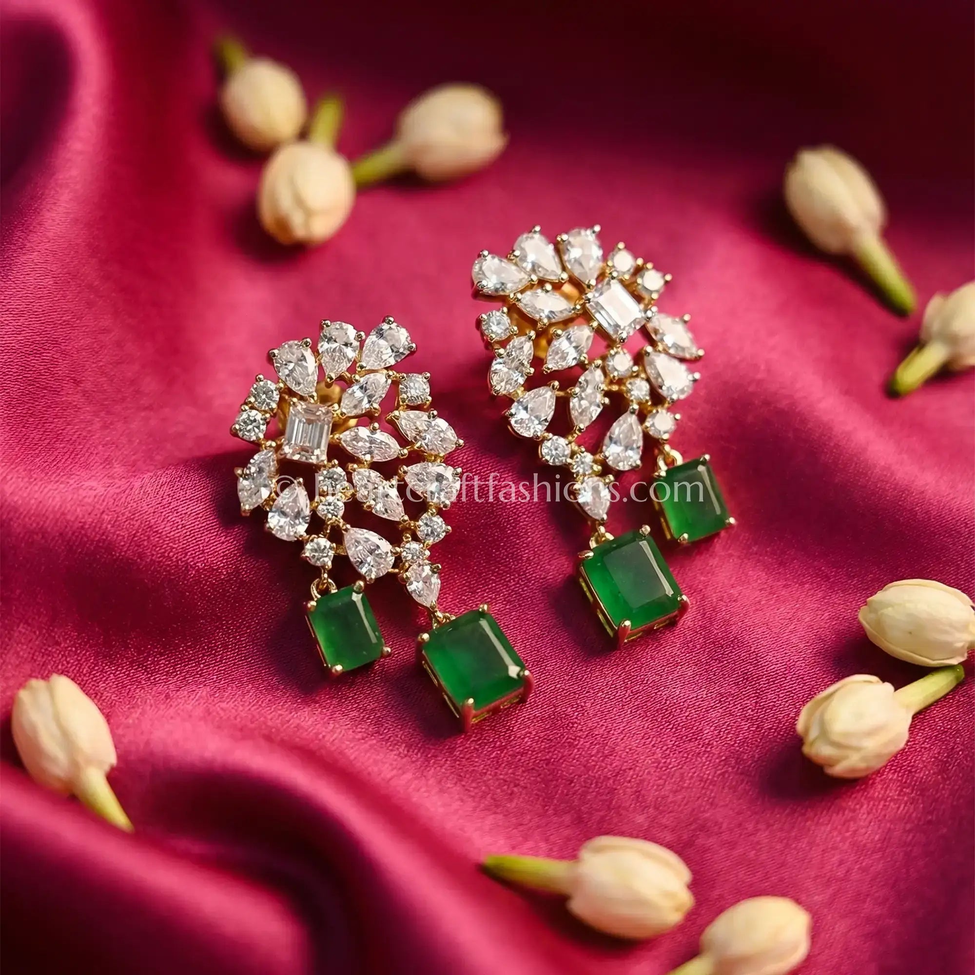 Zircon Drop Earrings – Emerald Green